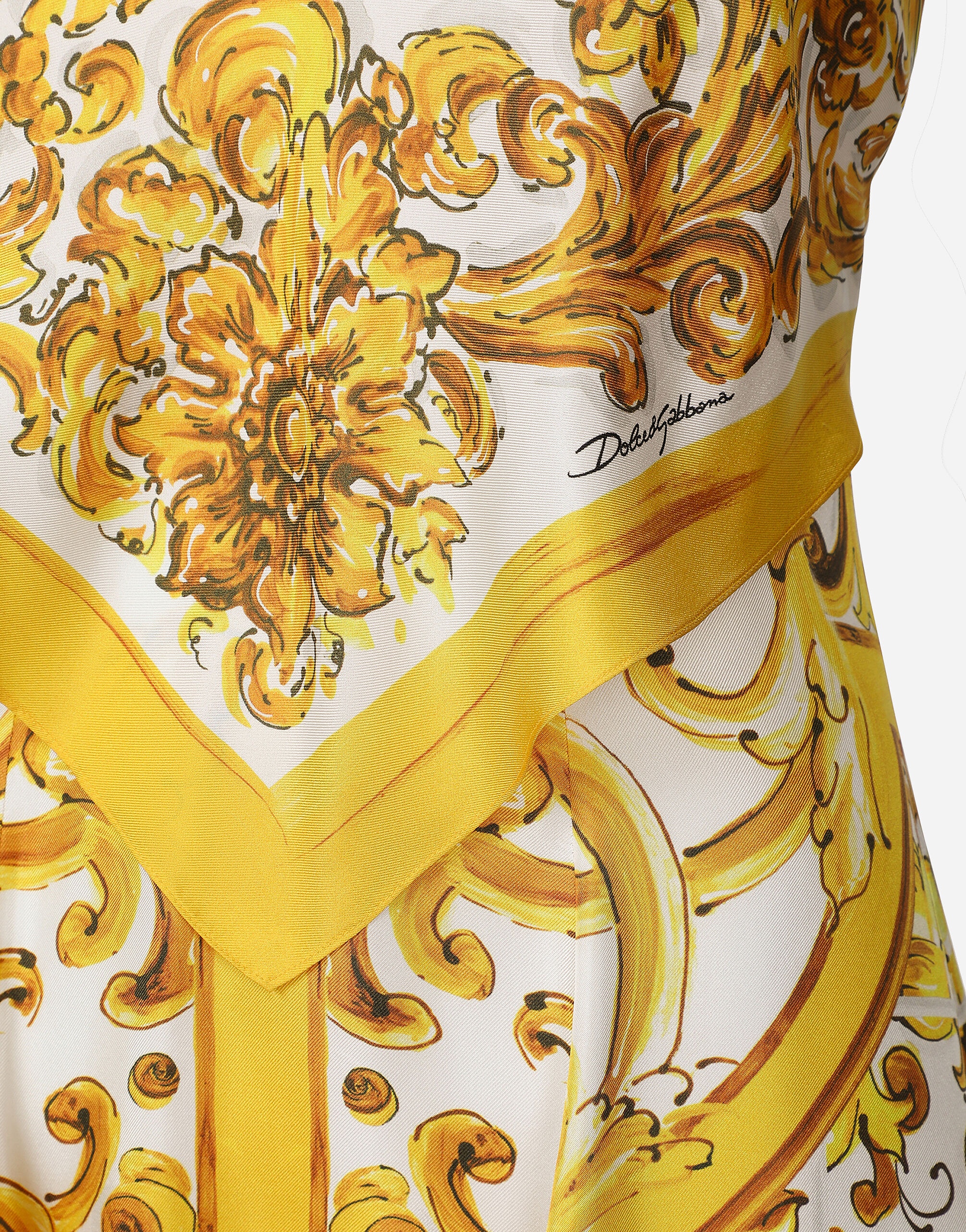 Midi dress with foulard effect in majolica-print silk charmeuse - 4