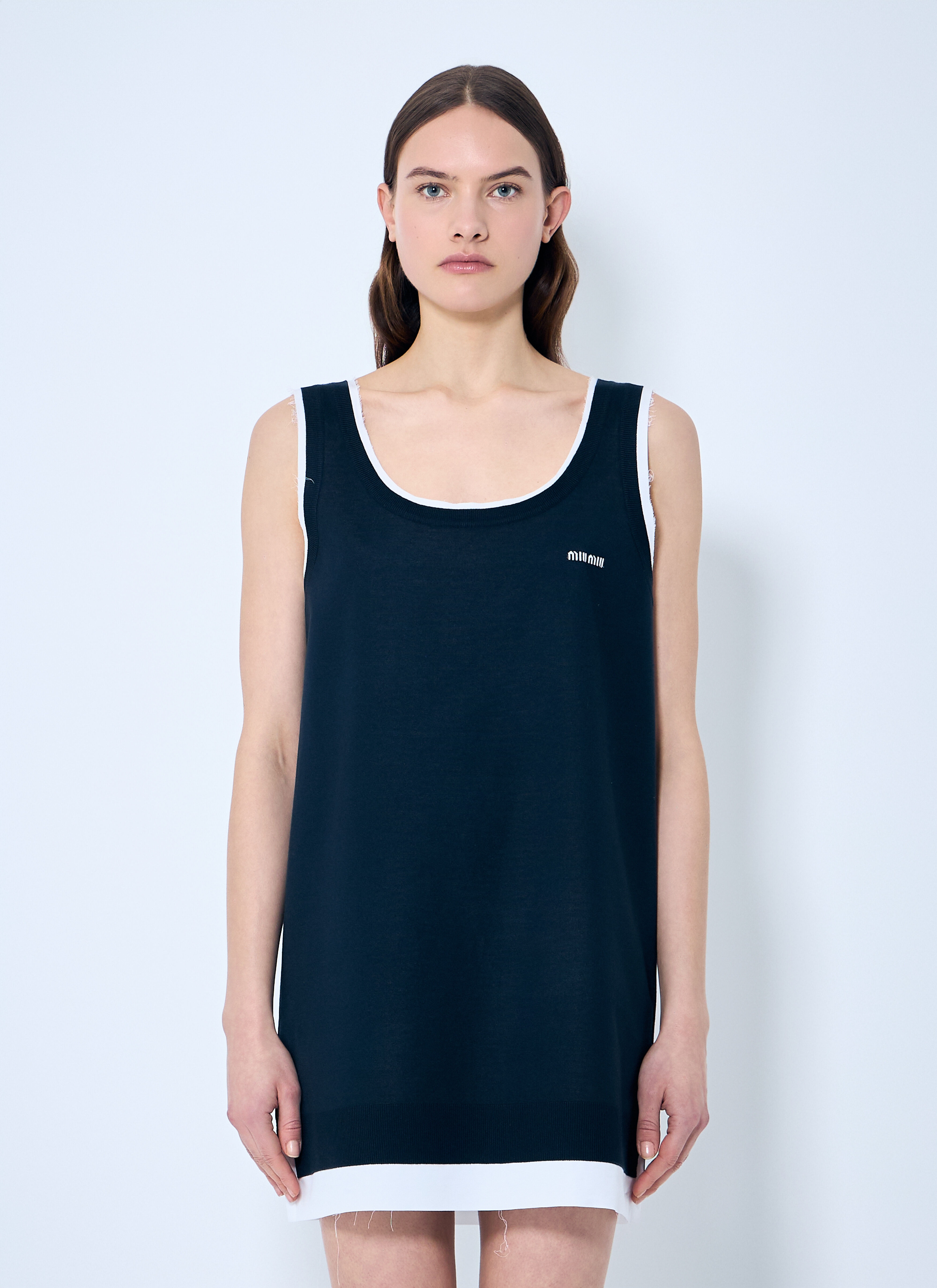 Knit And Poplin Mini Dress - 1