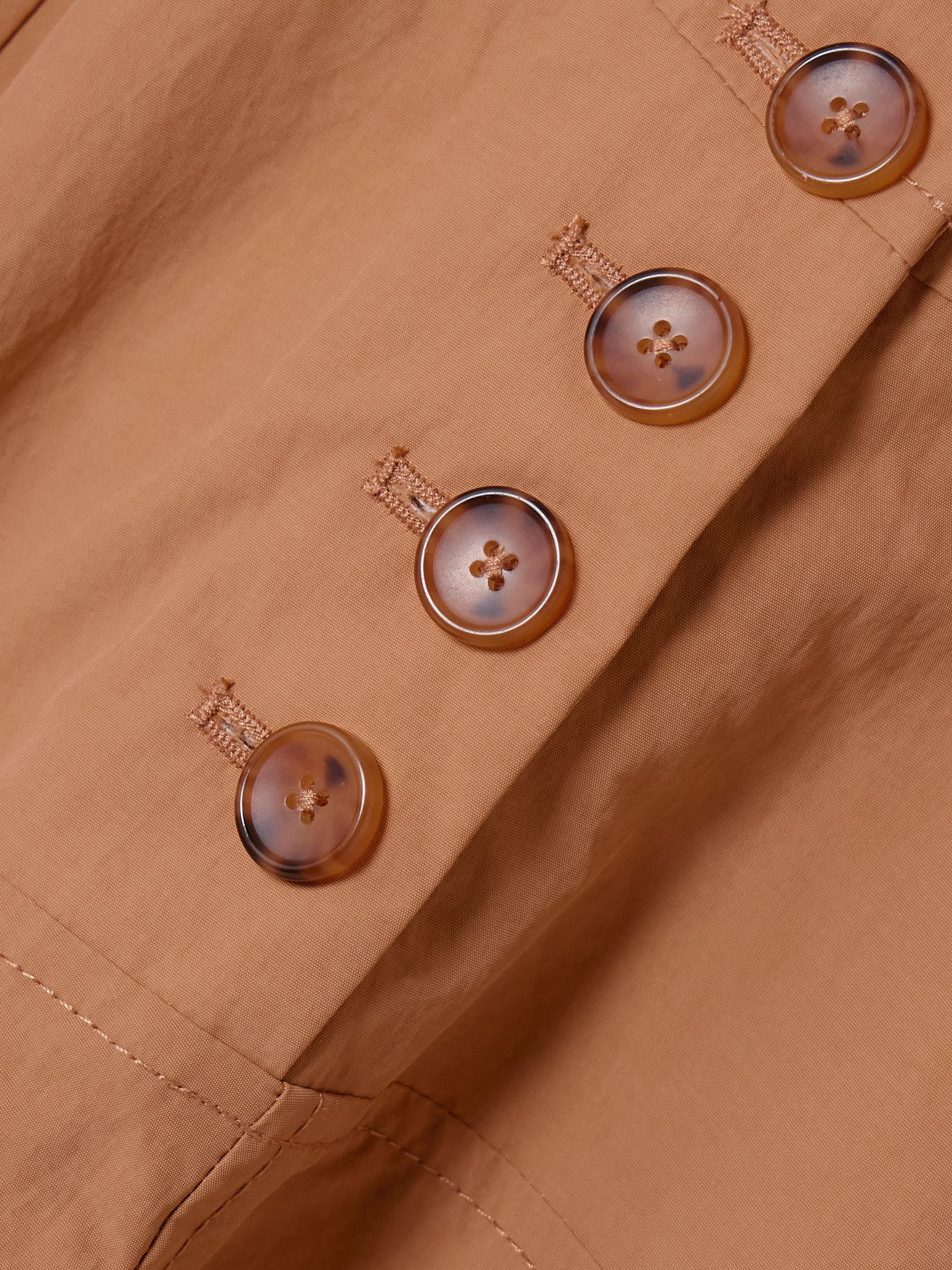 Cedar button-detailed crinkled-shell midi skirt Brown - 4