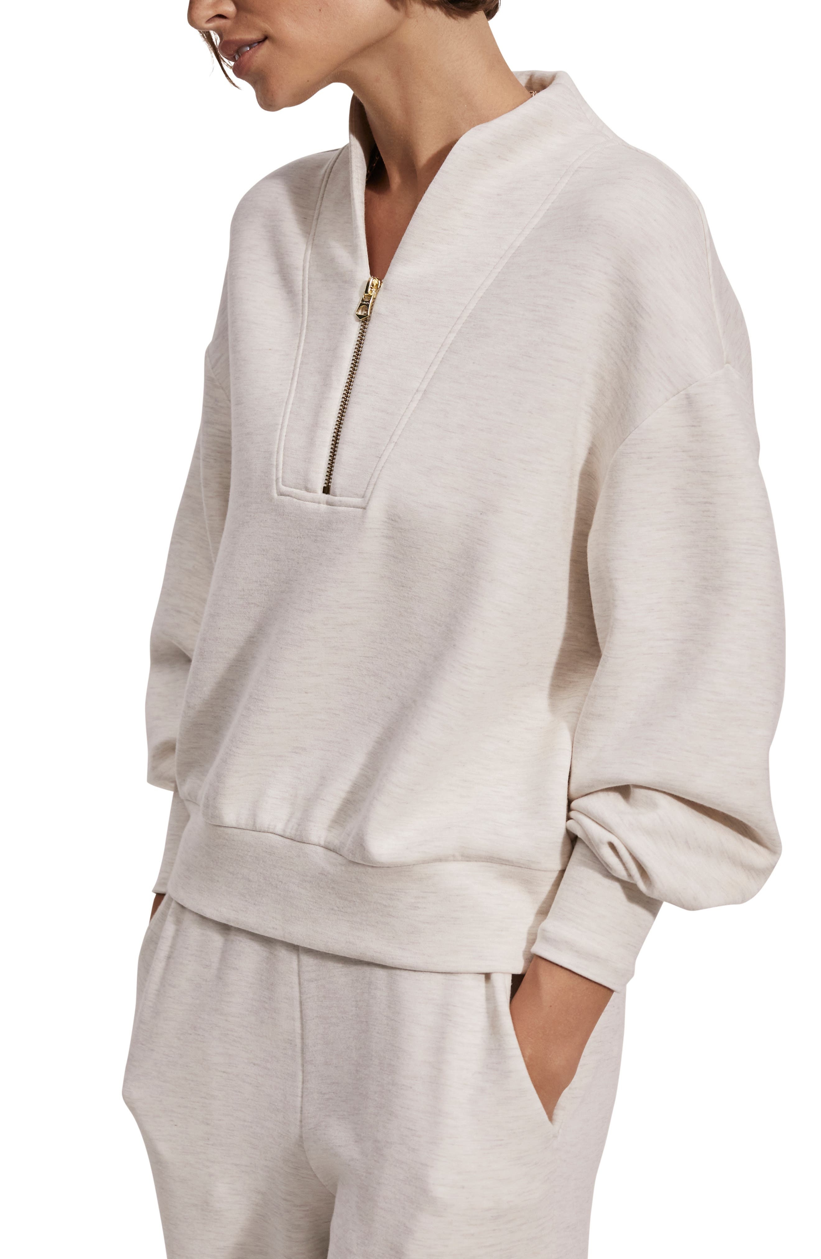 Varley Davidson Woven Sweatshirt in Ivory Marl at Nordstrom - 3