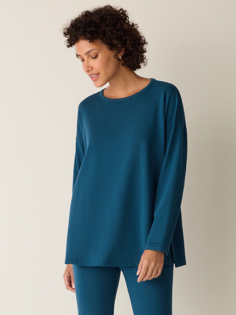 EILEEN FISHER Cozy Brushed Terry Hug Long Box-Top outlook