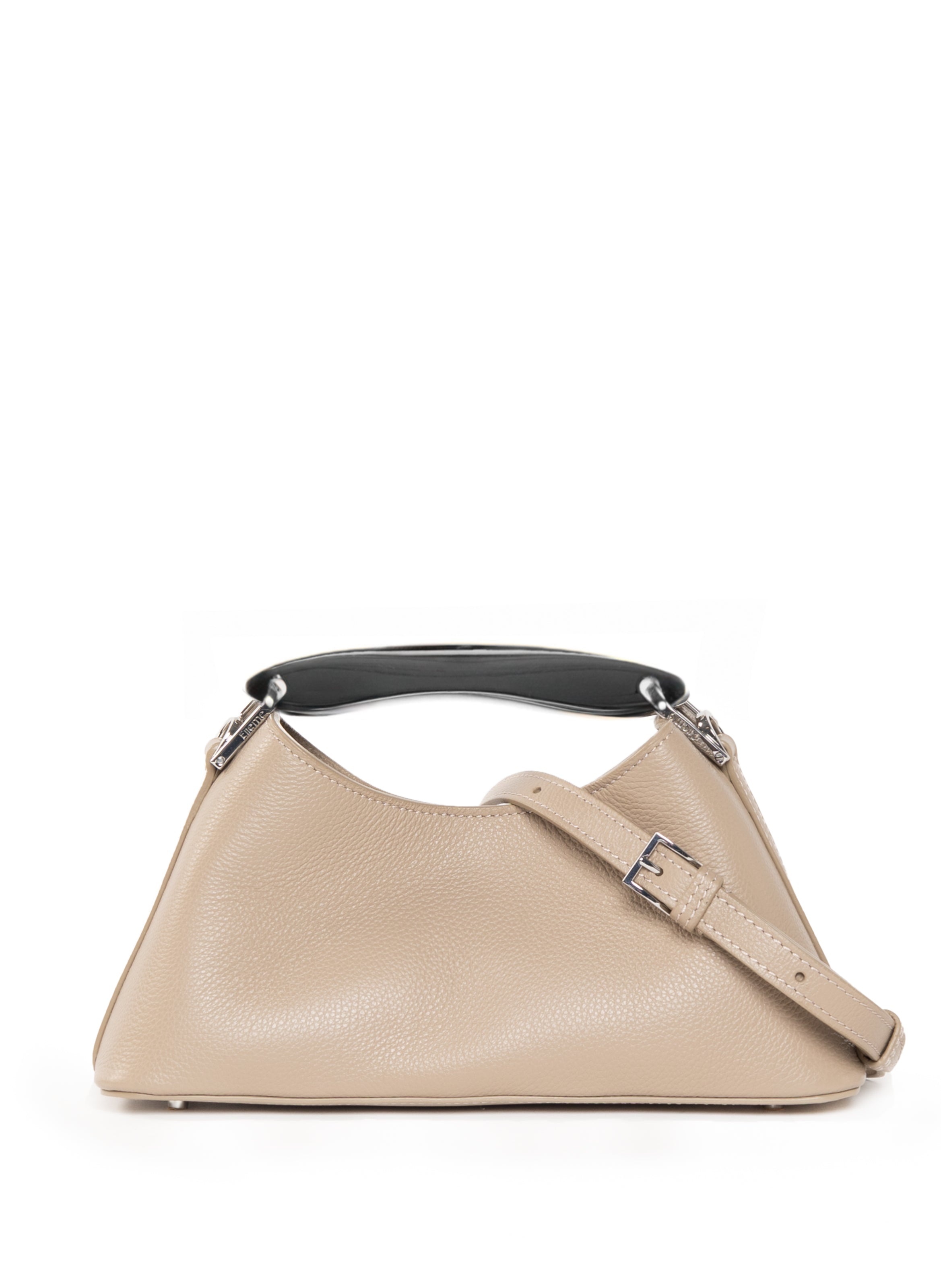 Mini Boomerang Pebbled Leather Taupe - 4