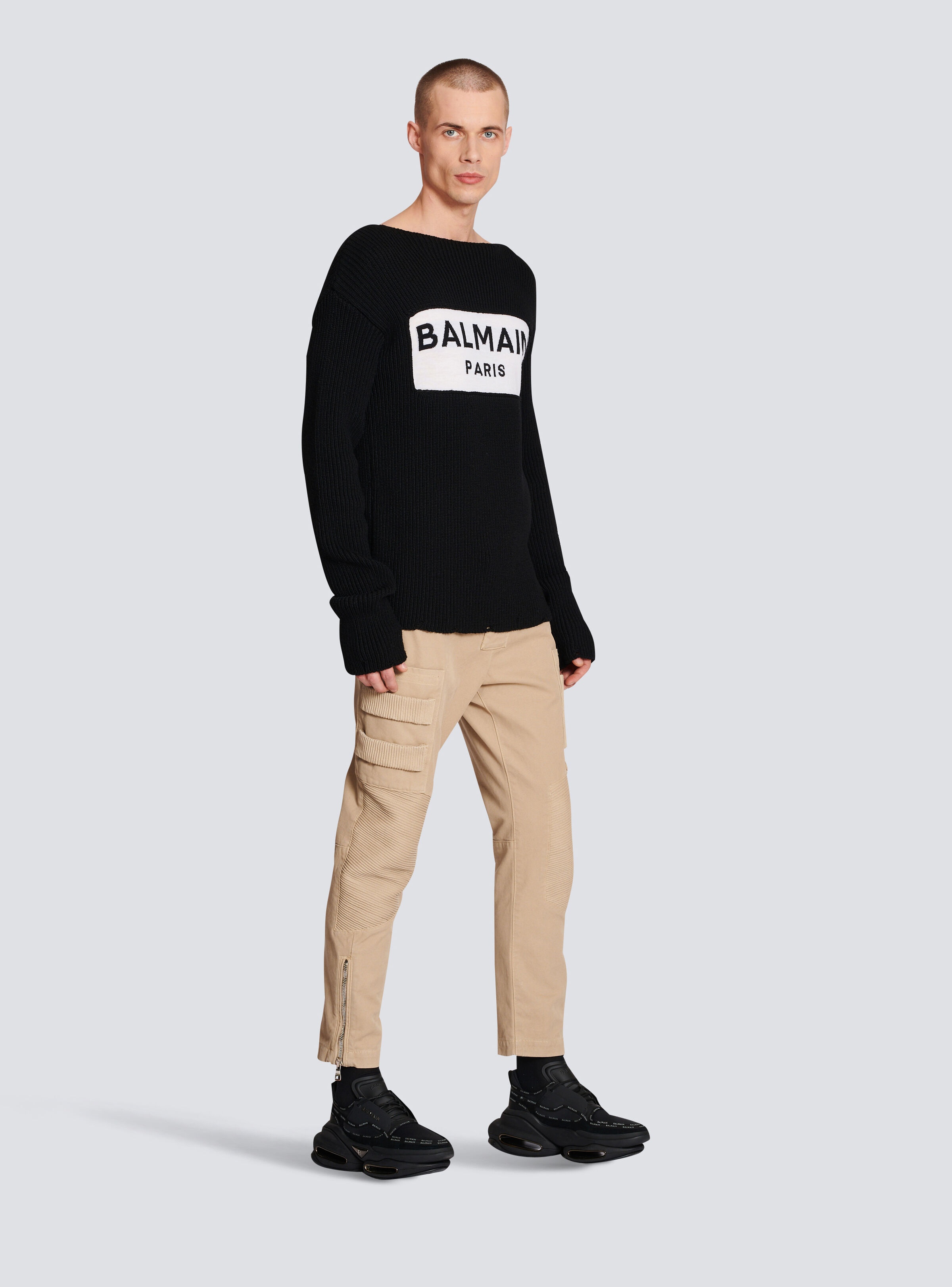 Wool jumper with Balmain Paris logo - 3