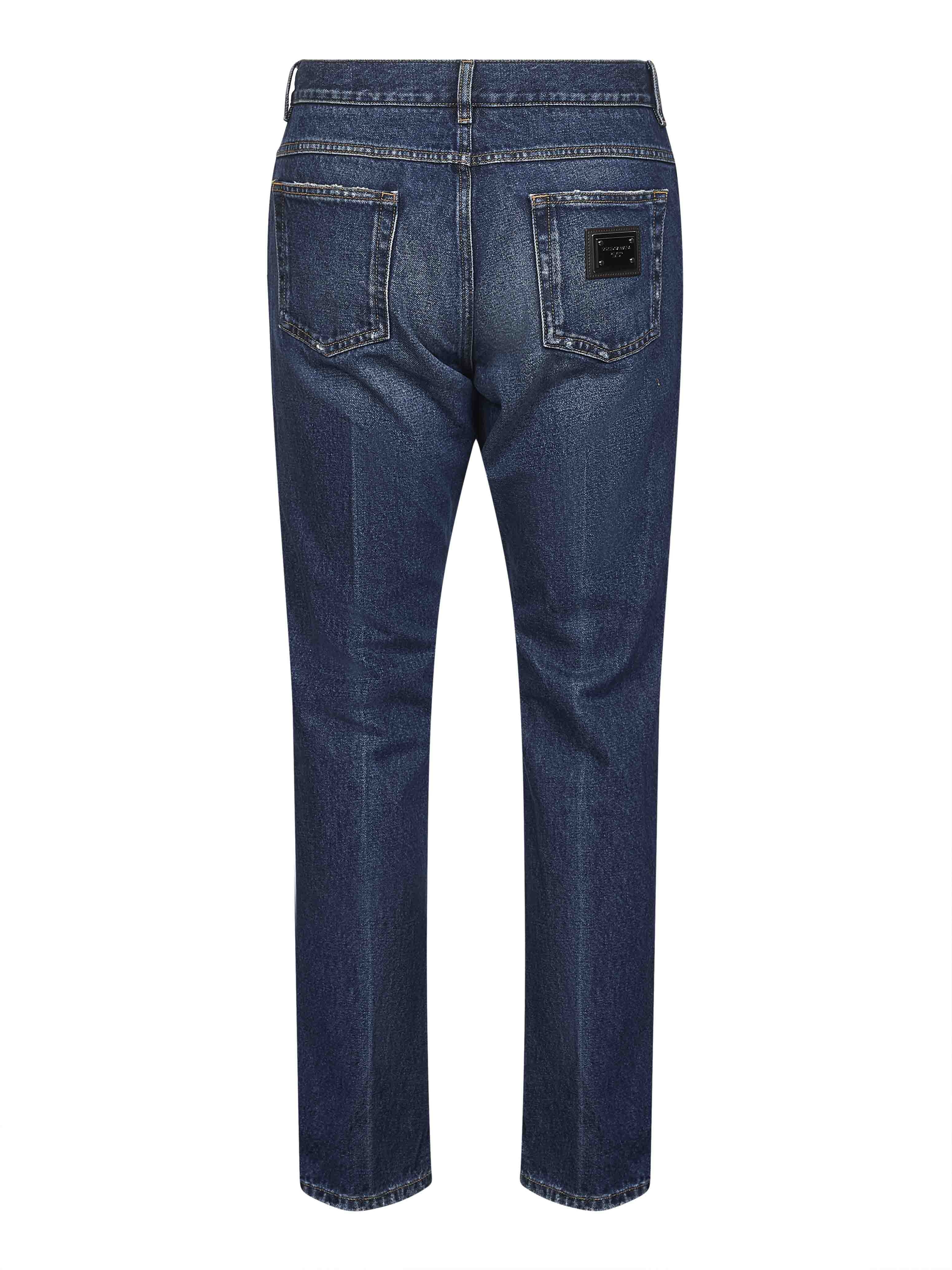 Blue cotton denim regular jeans - 2