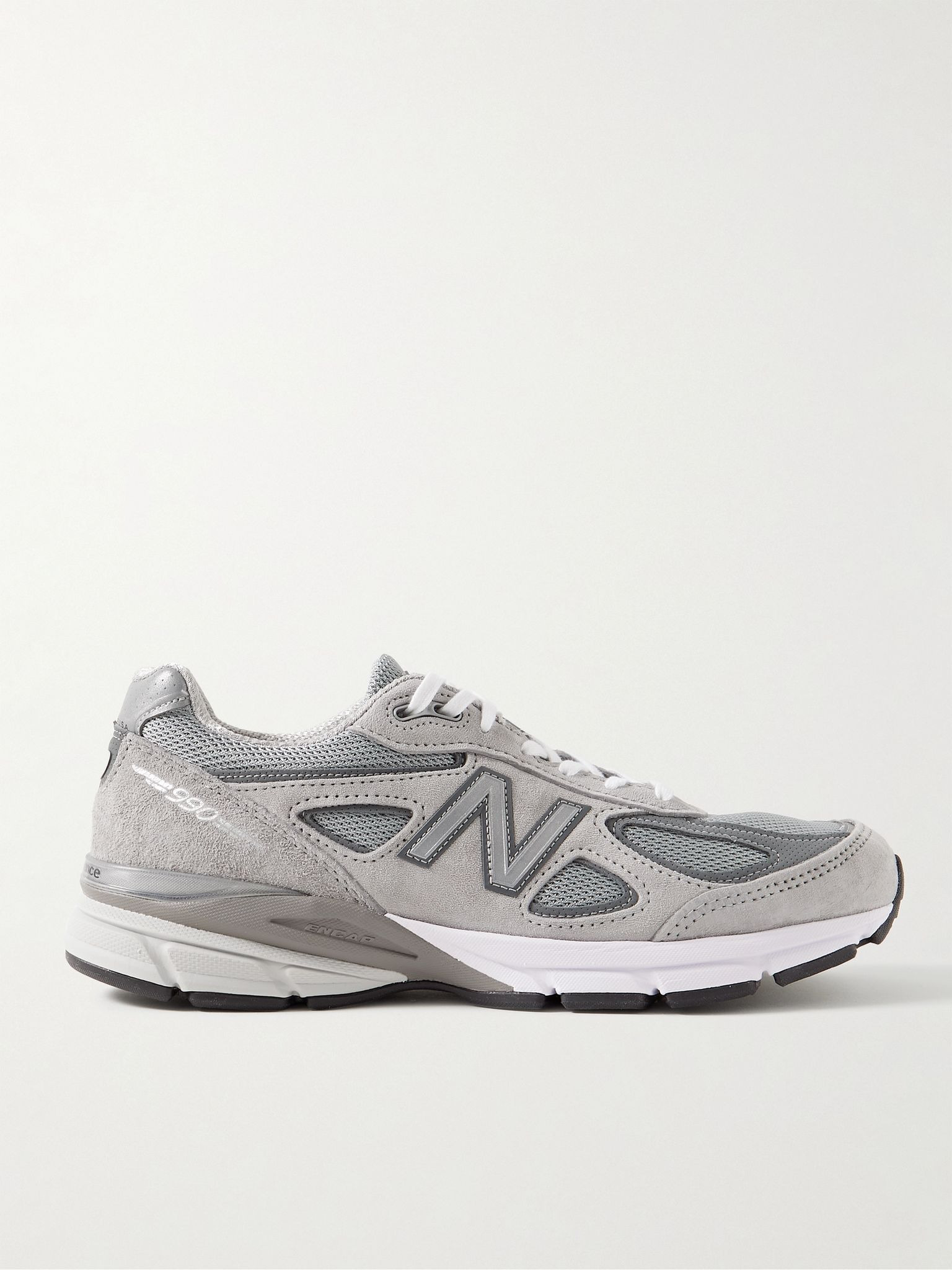 990v4 Suede and Mesh Sneakers Gray - 1