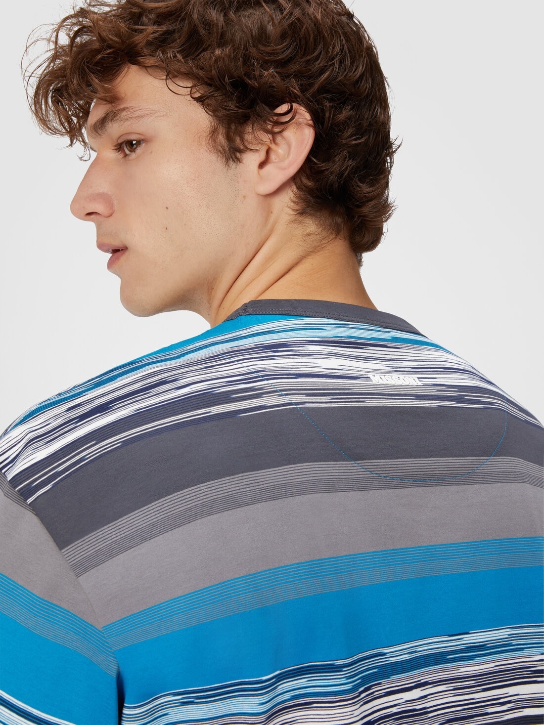 Striped cotton jersey T-shirt with logo - 4