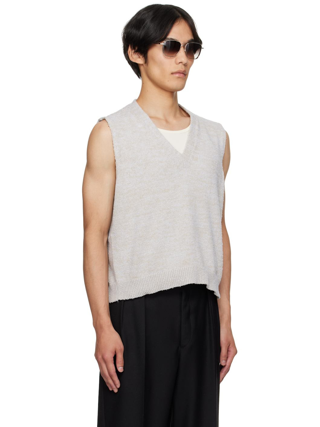 Beige Knit Vest - 2