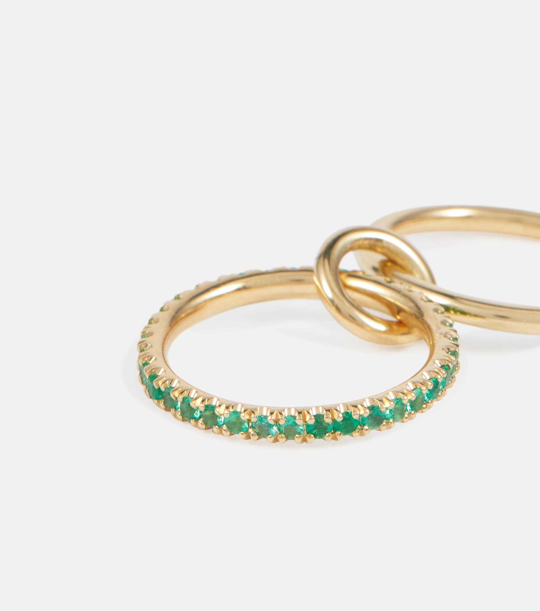 Marigold 18kt yellow gold ring with emeralds - 6