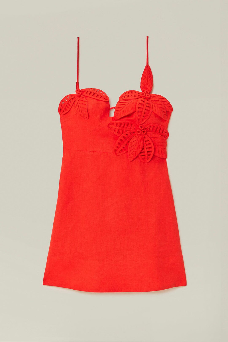 Red 3D Flower Bodice Mini Dress 5