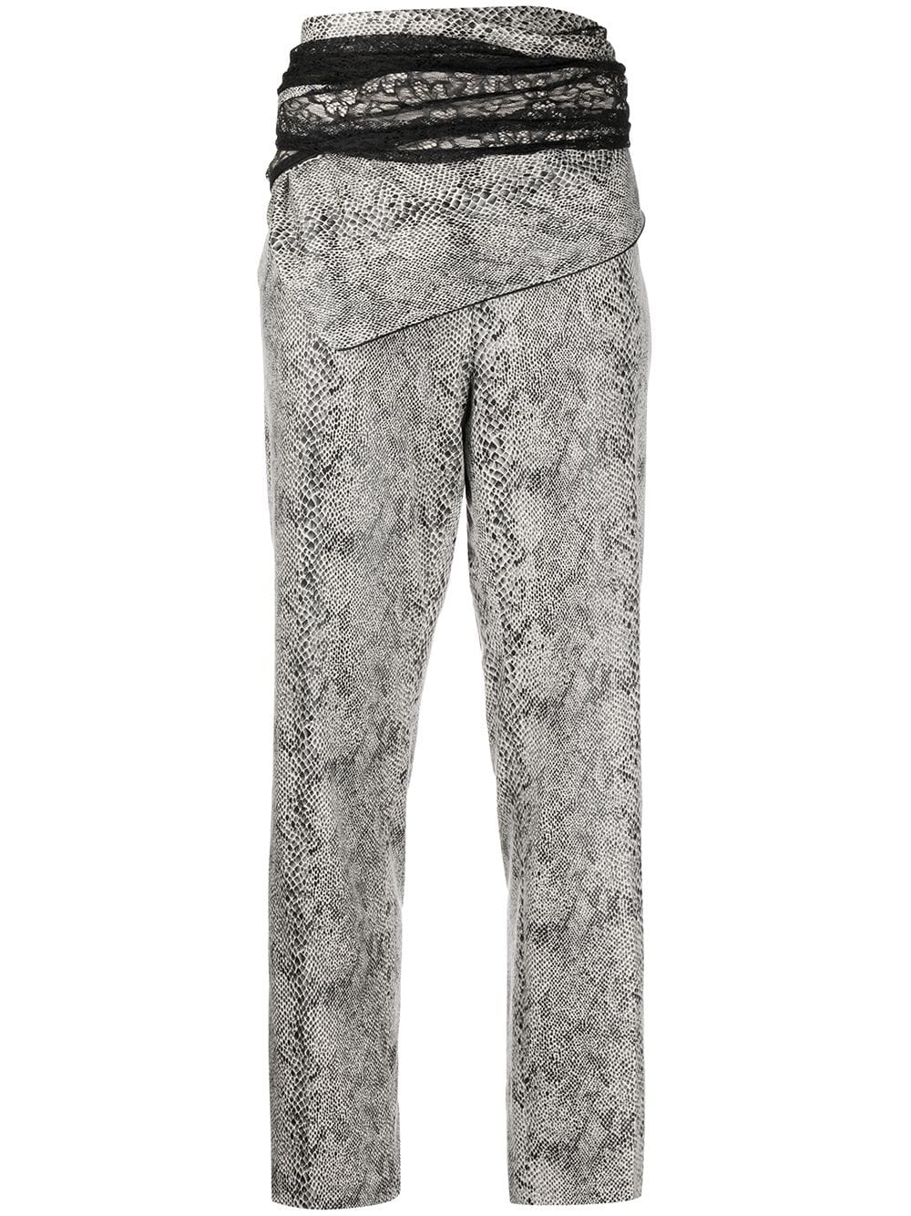 high-waisted python-effect trousers - 1