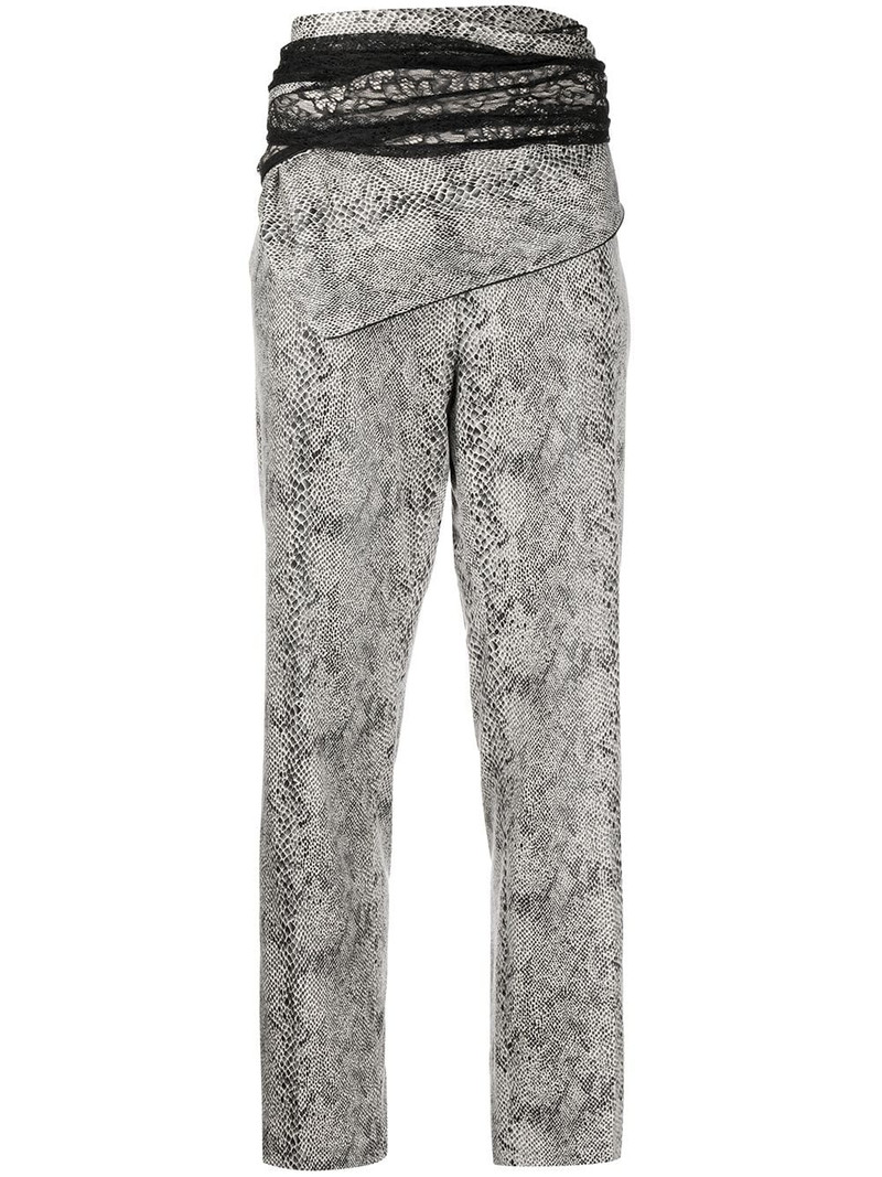 high-waisted python-effect trousers 1