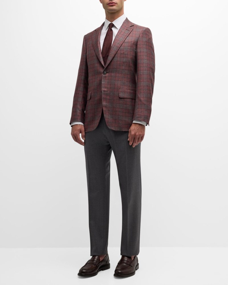 Canali Men's Silk-Wool Plaid Sport Coat outlook
