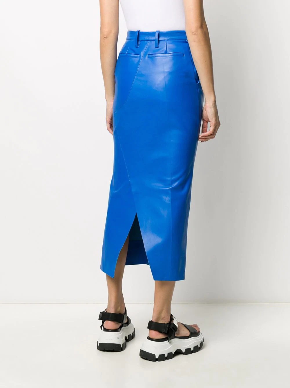 front-slit leather midi-skirt - 4