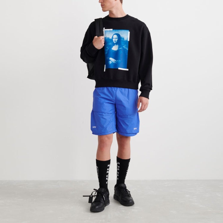 Men's OFF-WHITE Mona Lisa Printing Cotton Round Neck Pullover Black OMBA058C99FLE0031045 - 2