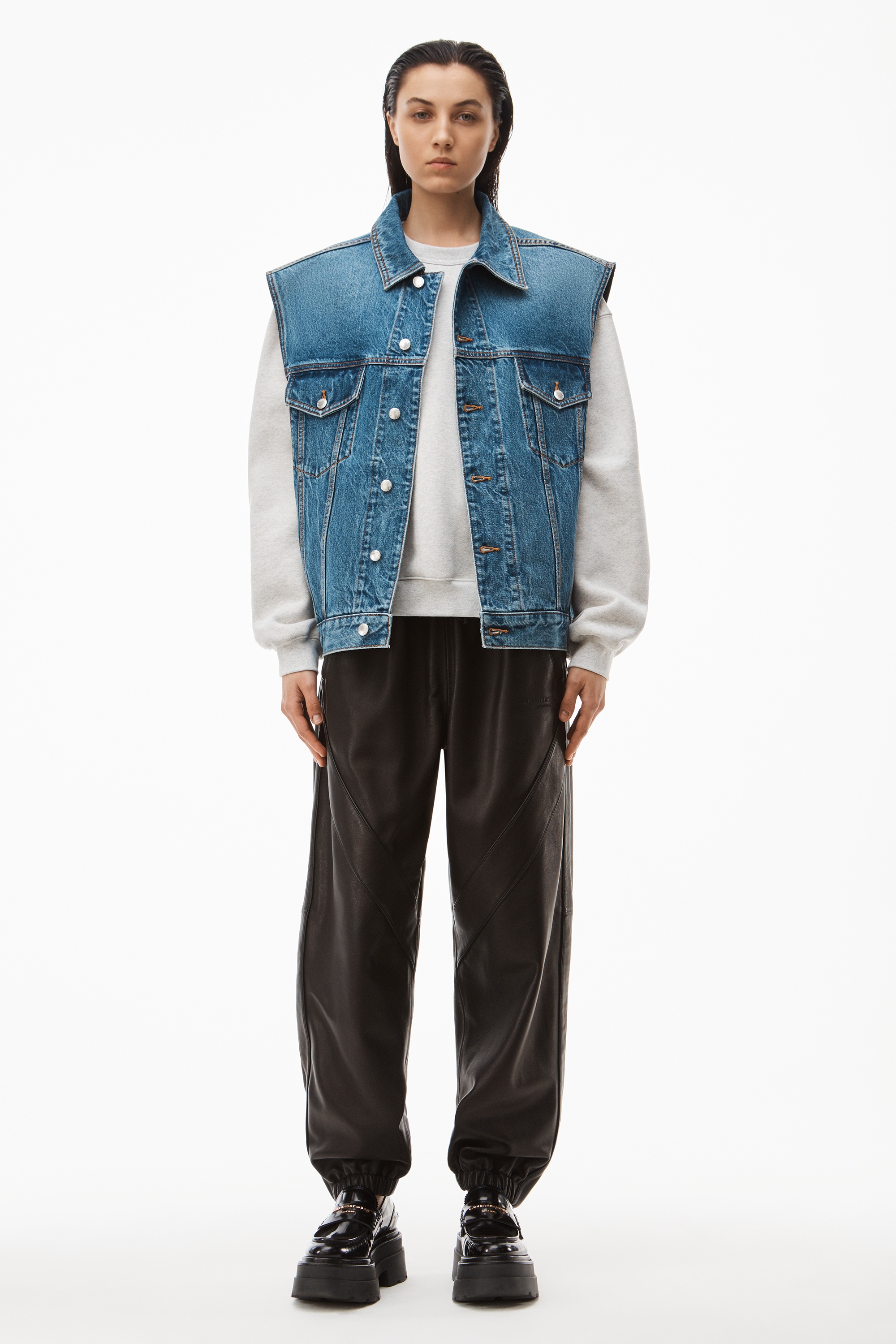 TRACK PANT IN LUXE SMOOTH LEATHER - 3
