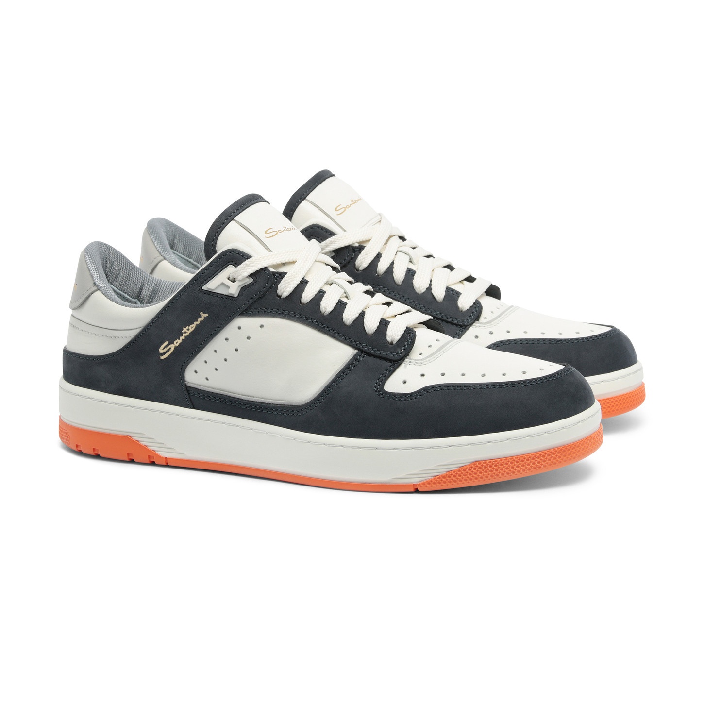 Men’s white and blue leather and nubuck Sneak-Air sneaker - 3