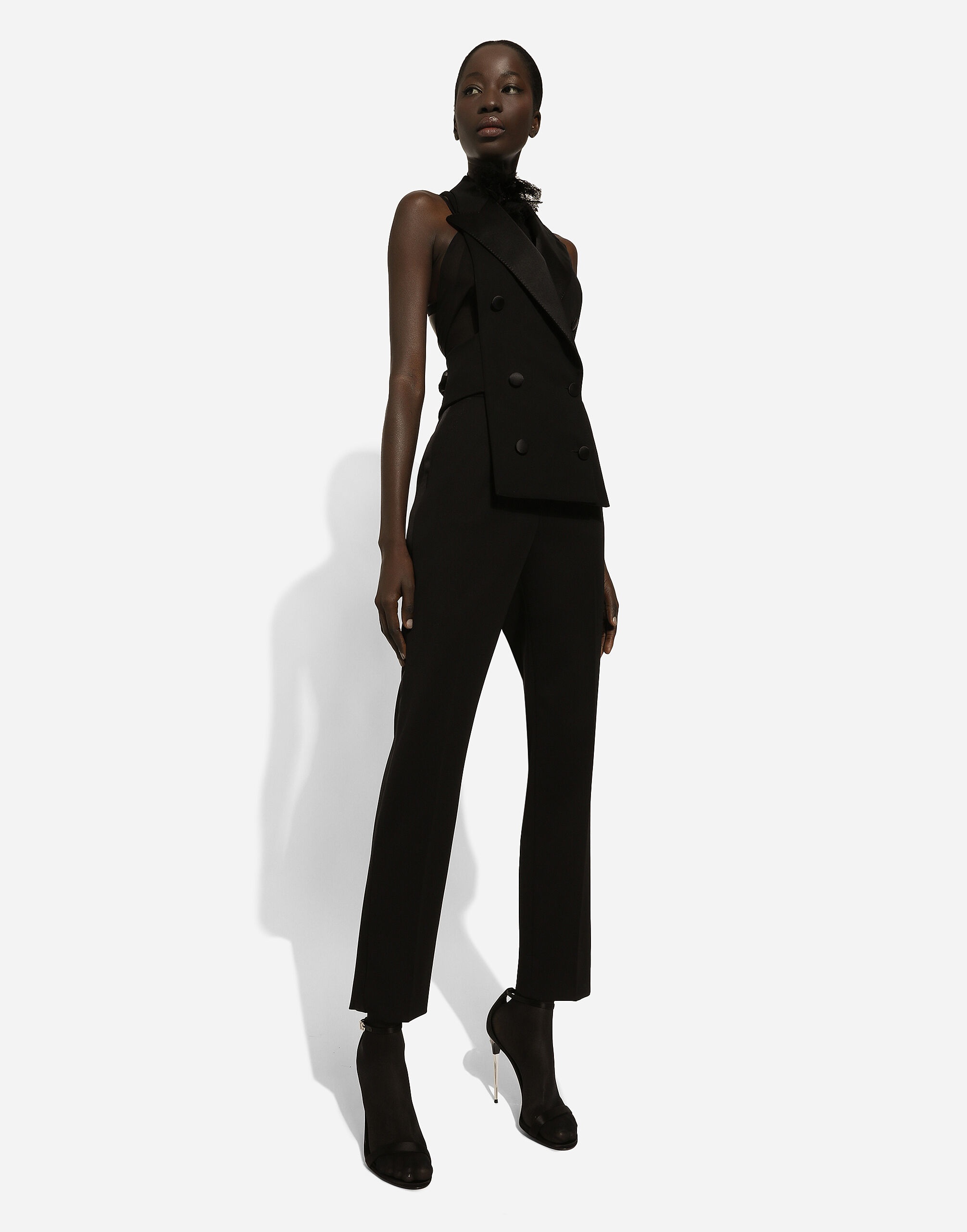 Double-breasted wool gabardine waistcoat - 8