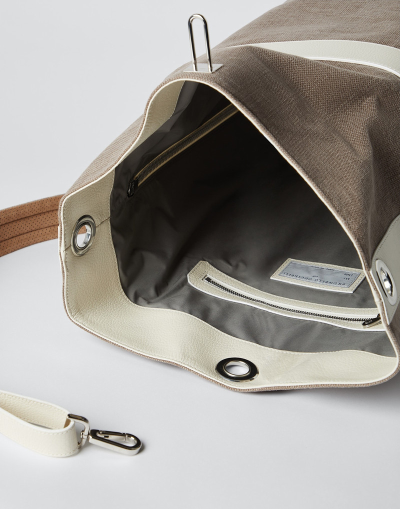 Canvas and grained calfskin summer bag 5