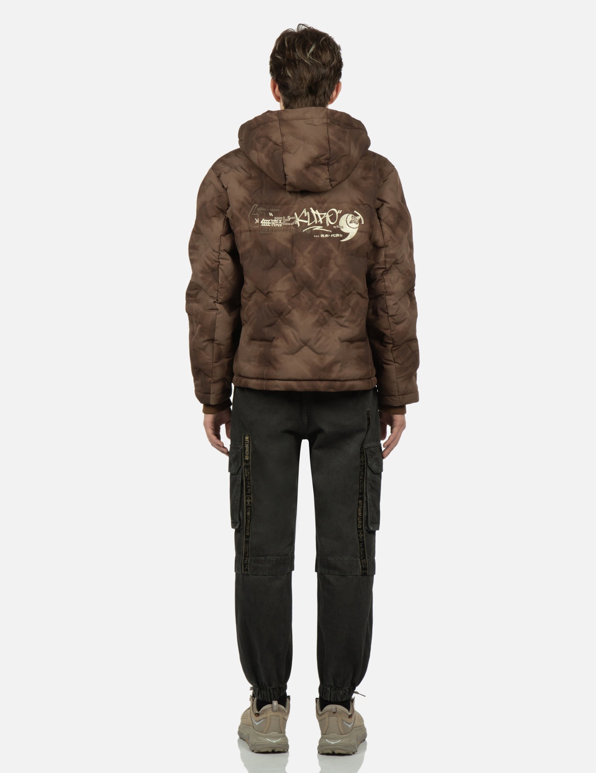 Embossed Graphics Tie Dye Print Down Jacket - 5