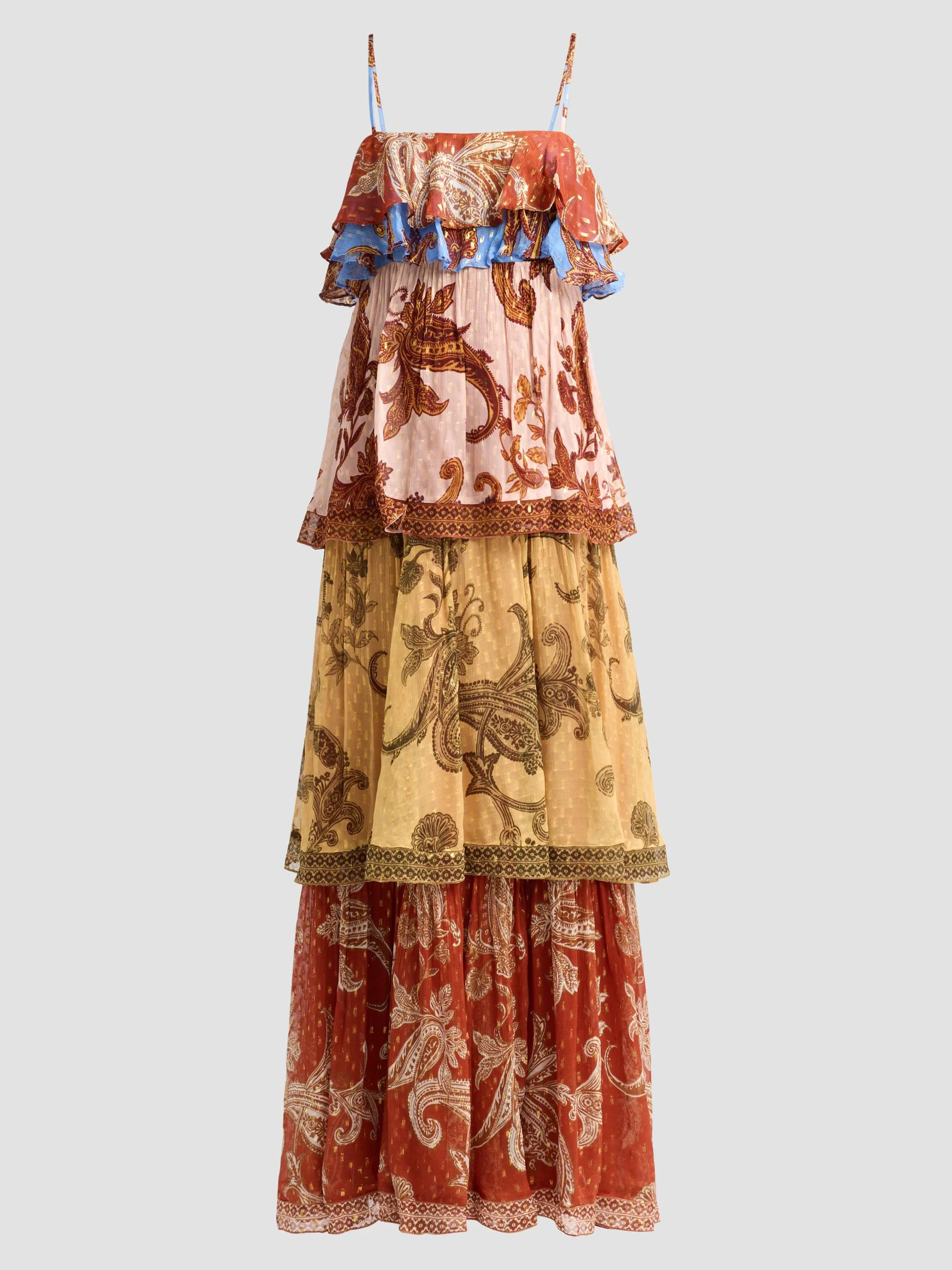 Women's Printed Tiered Maxi Dress - Multi - 1