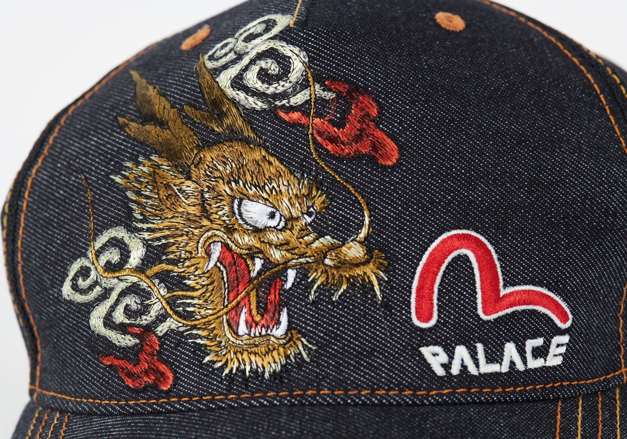 PALACE EVISU DENIM TRUCKER HAT INDIGO RAW - 5