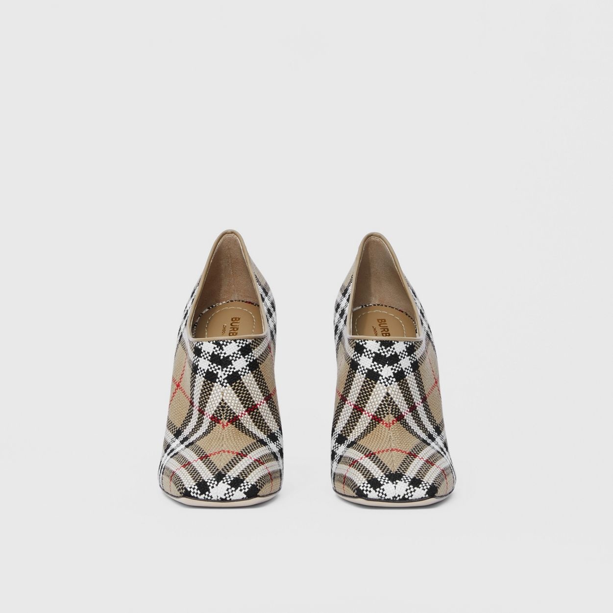 Latticed Cotton Square-toe Pumps - 4