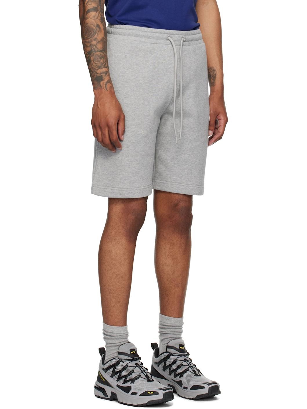 Gray Logo Patch Cotton Shorts - 2