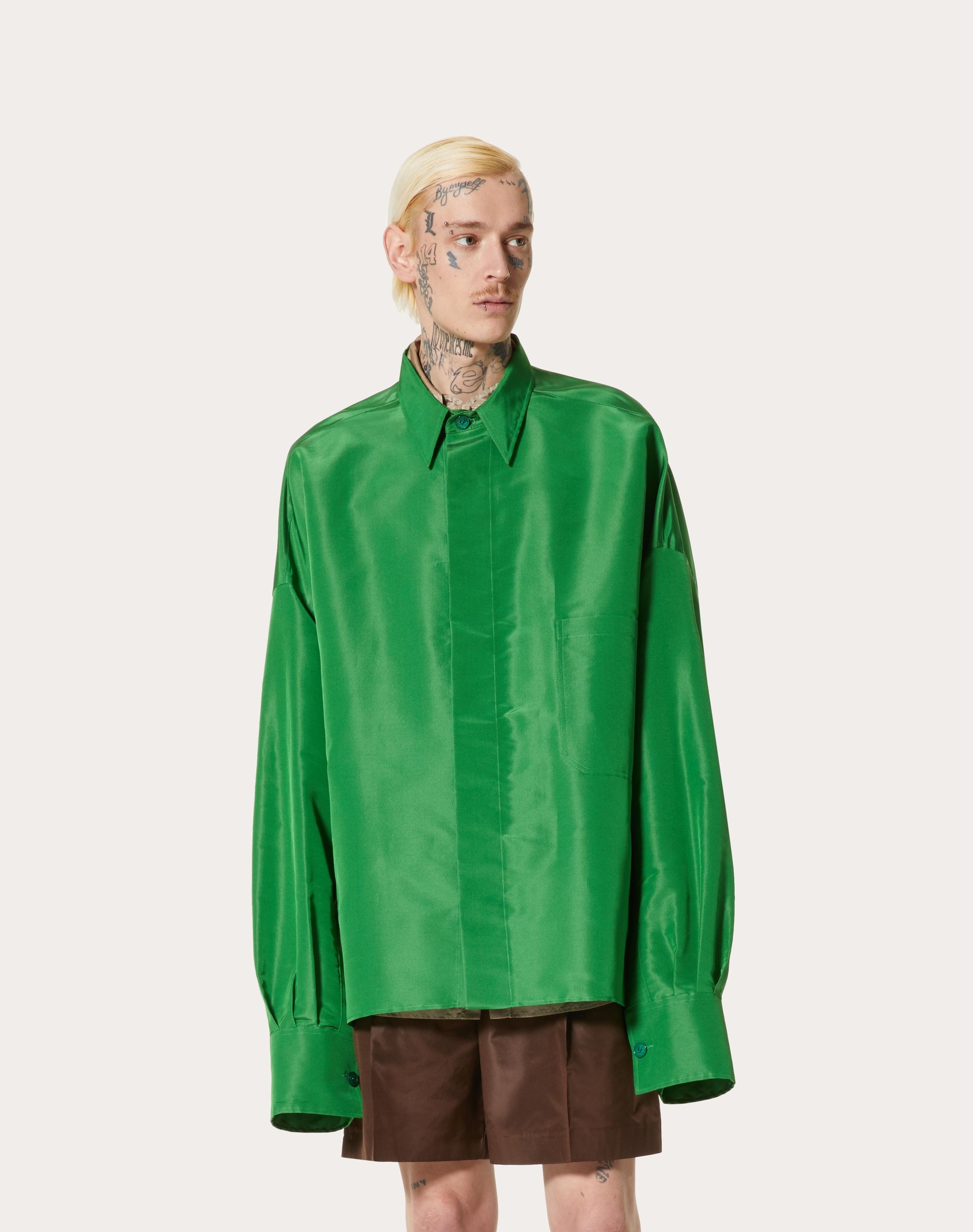 SILK FAILLE SHIRT JACKET - 3