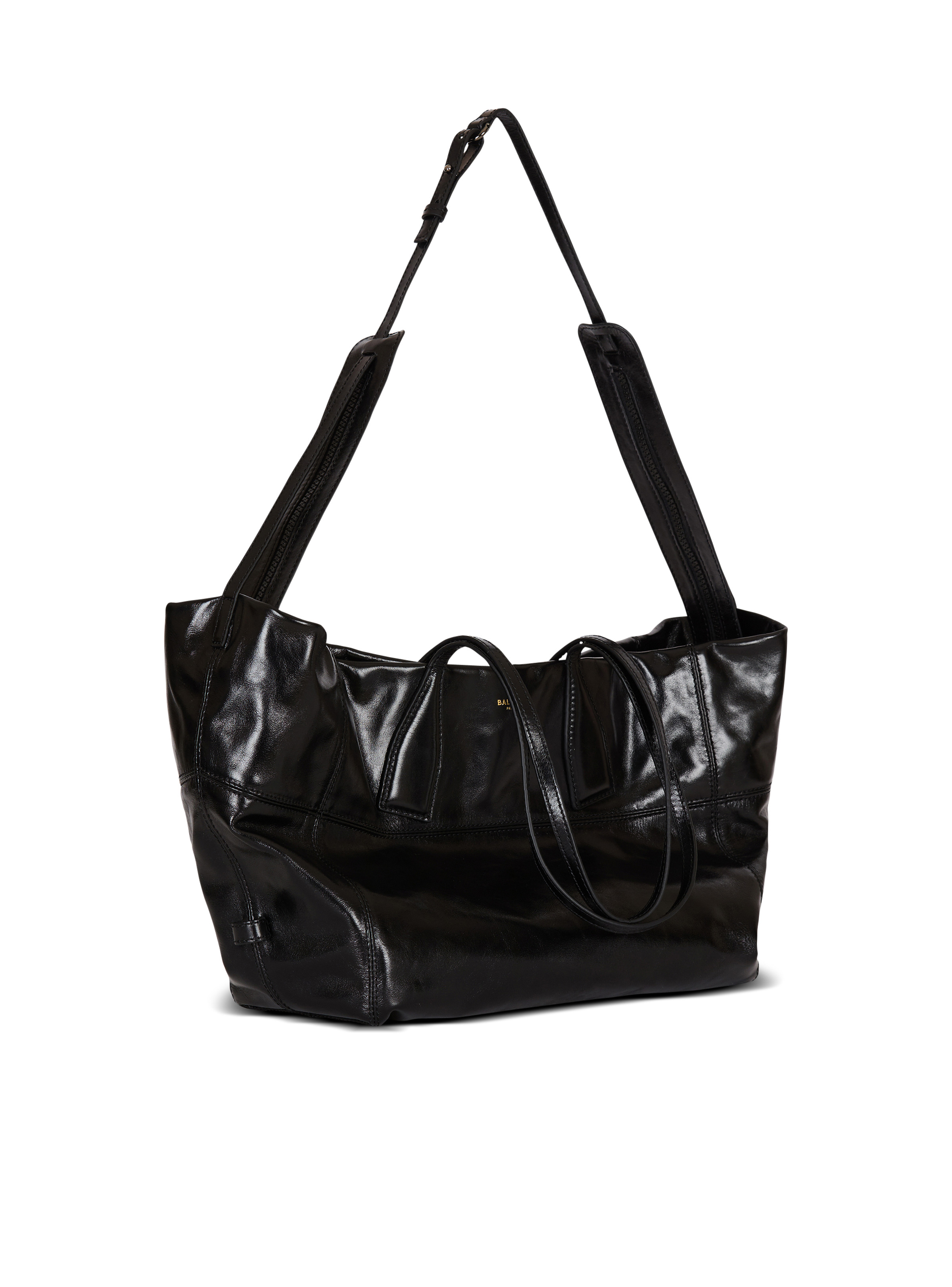 Track shiny leather tote bag - 3