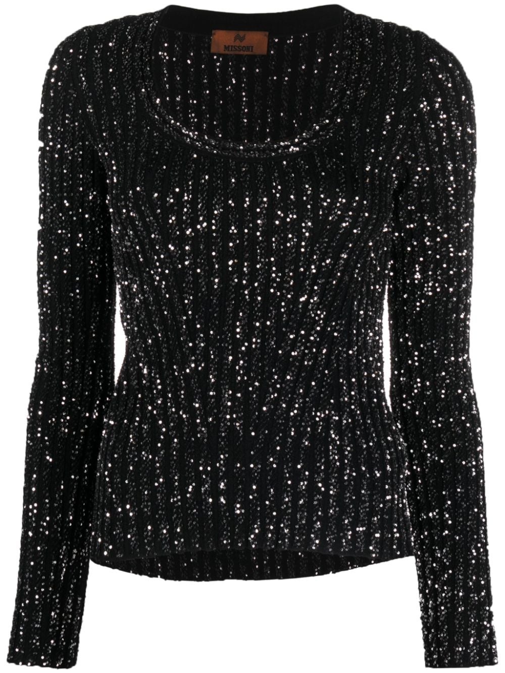 sequin-embellished ribbed-knit jumper - 1