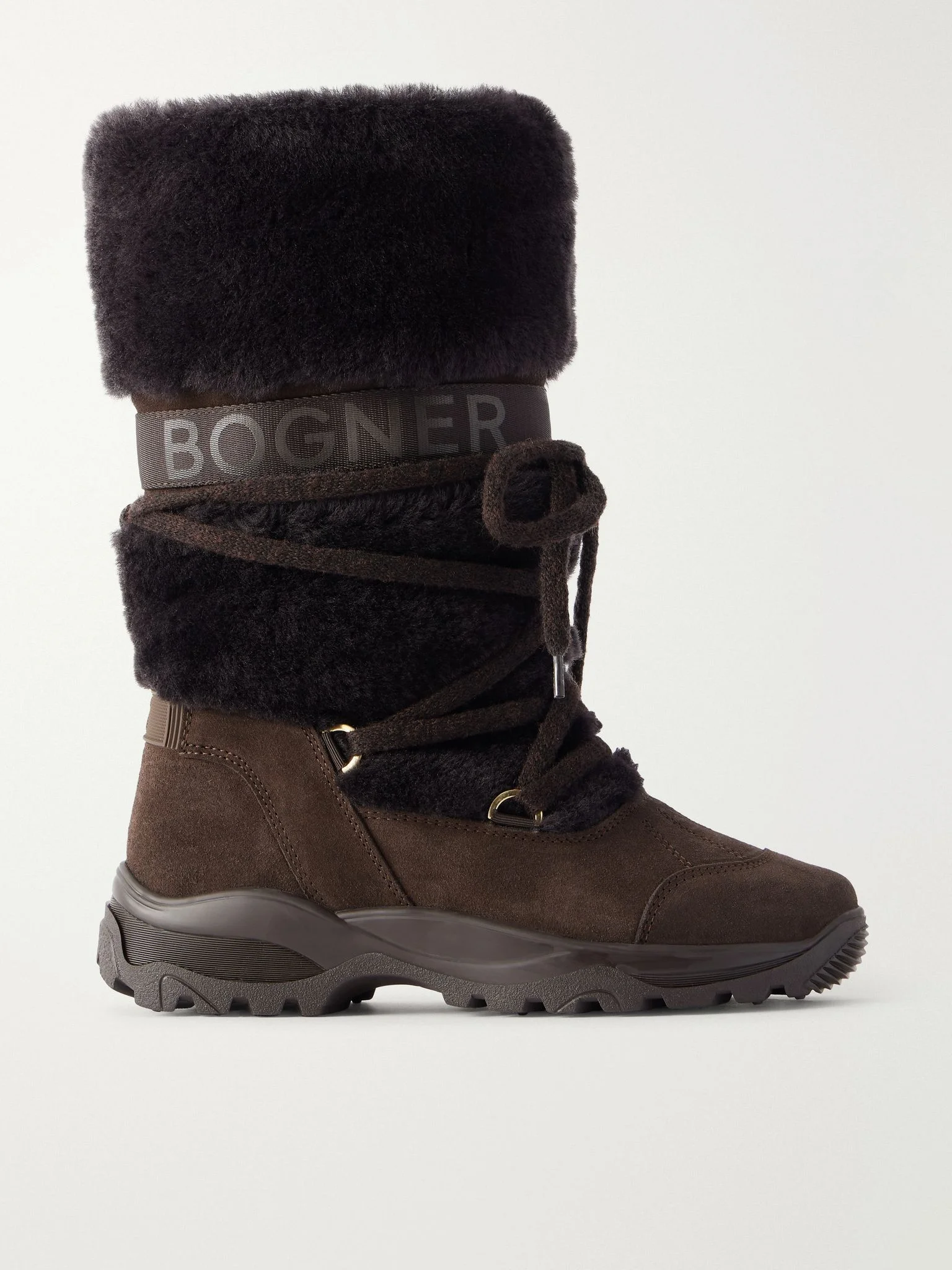 Alta Badia 8 shearling-trimmed suede ankle boots Dark brown - 1