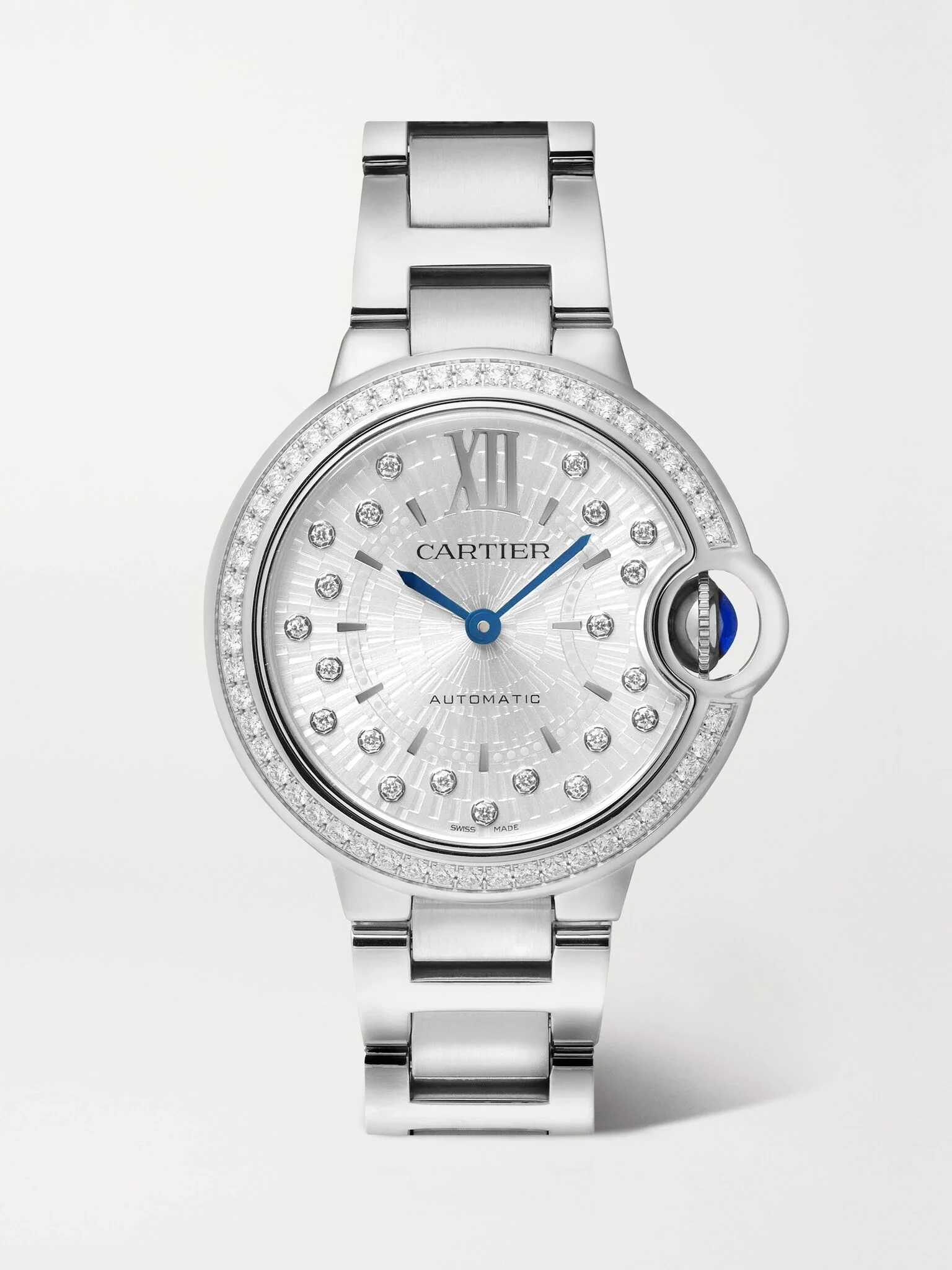 Ballon Bleu de Cartier automatic stainless steel diamond watch White - 1