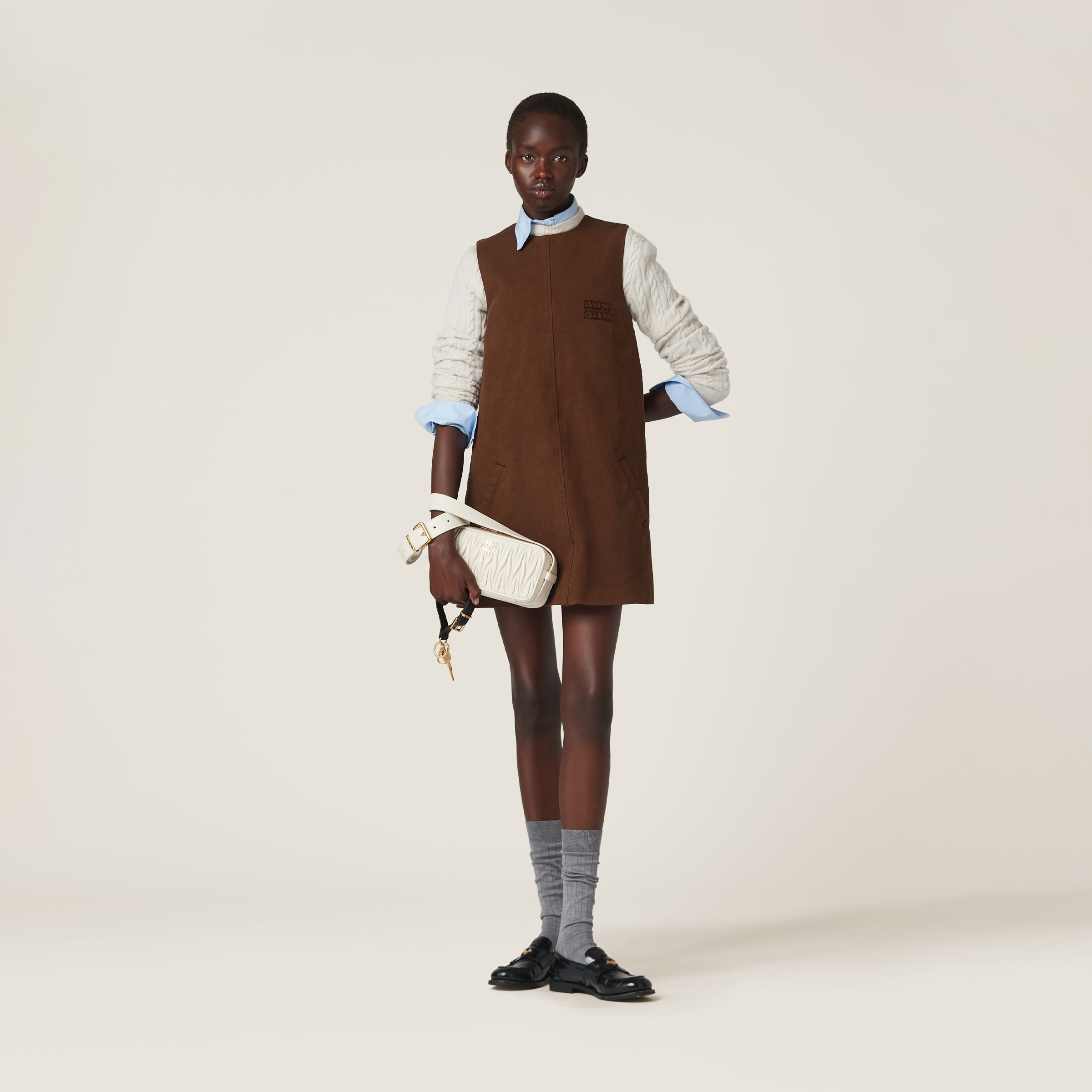 Garment-dyed gabardine mini-dress - 2