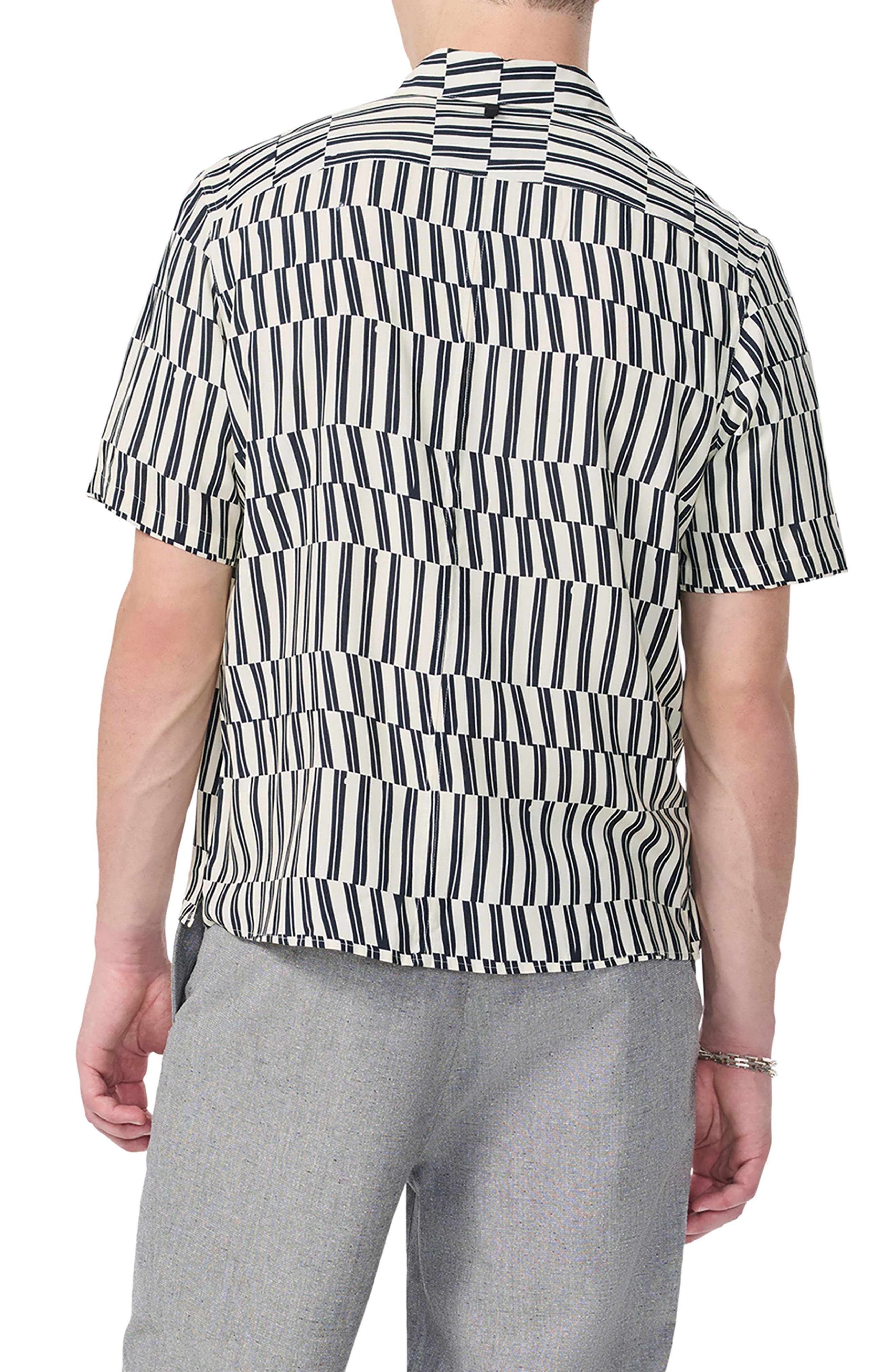 rag & bone Dalton Print Short Sleeve Button-Up Shirt in Blue/White Joff Print at Nordstrom - 3