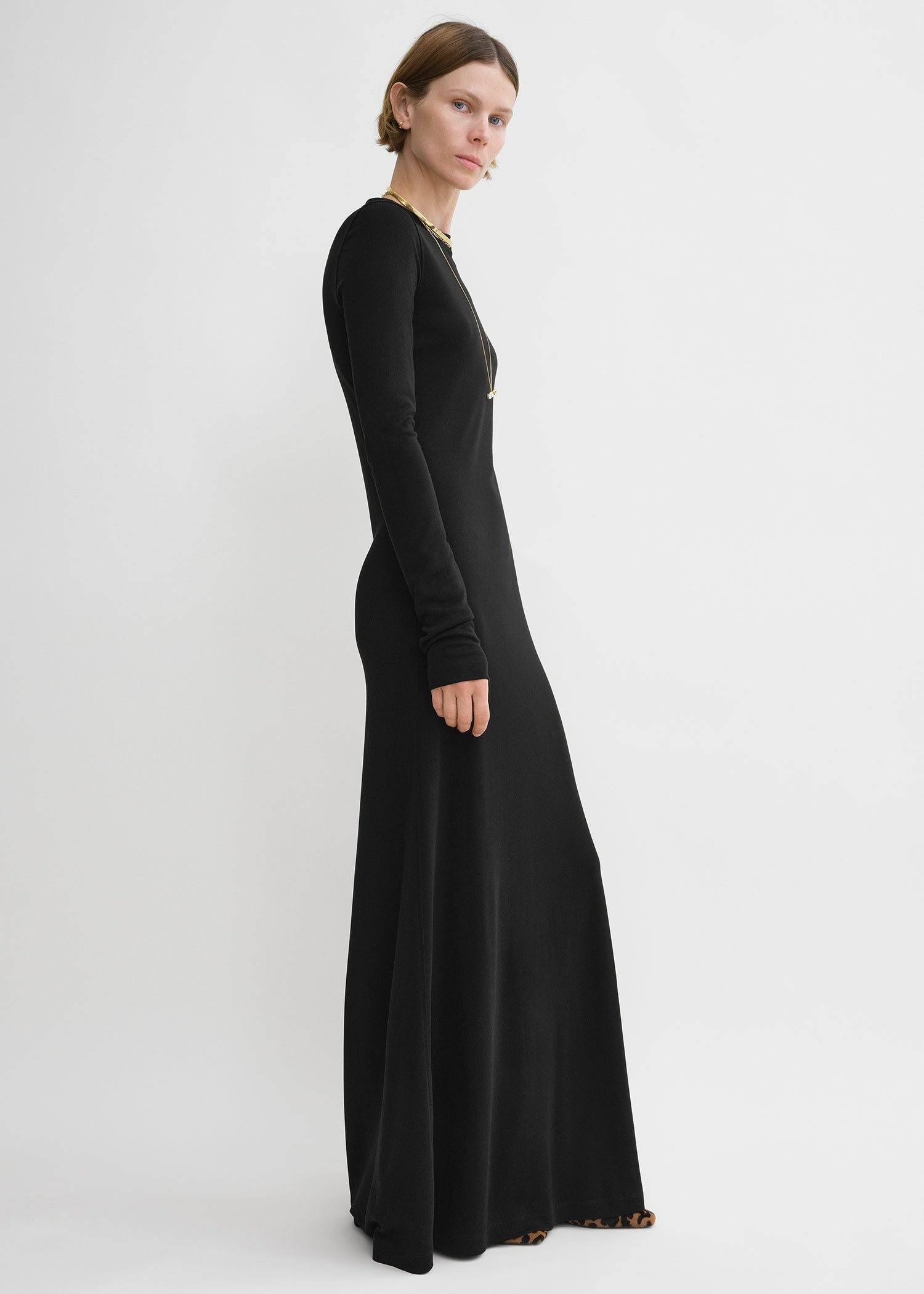Totême Long-sleeve jersey dress black | REVERSIBLE