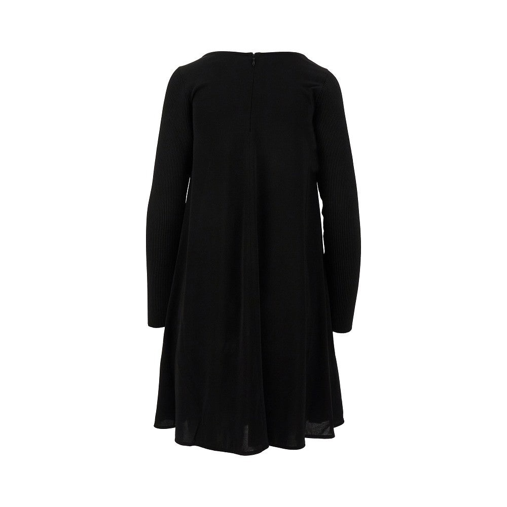 VISCOSE DRESS WITH RIBBED SLEEVES - 3