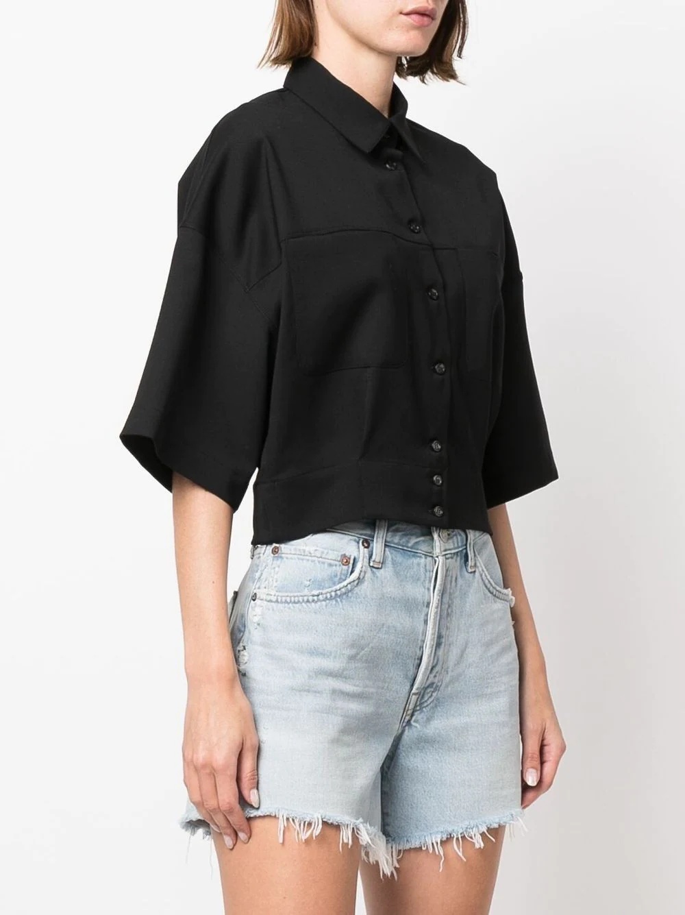 cropped cotton shirt - 3