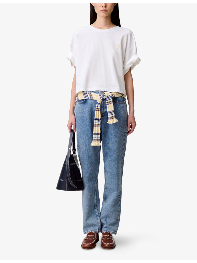 Claudie Pierlot Brand-Embroidered Short-Sleeved Cotton-Jersey T-Shirt outlook