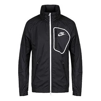 Nike Windproof Stand Collar Sports Jacket Black 885930-010 - 1