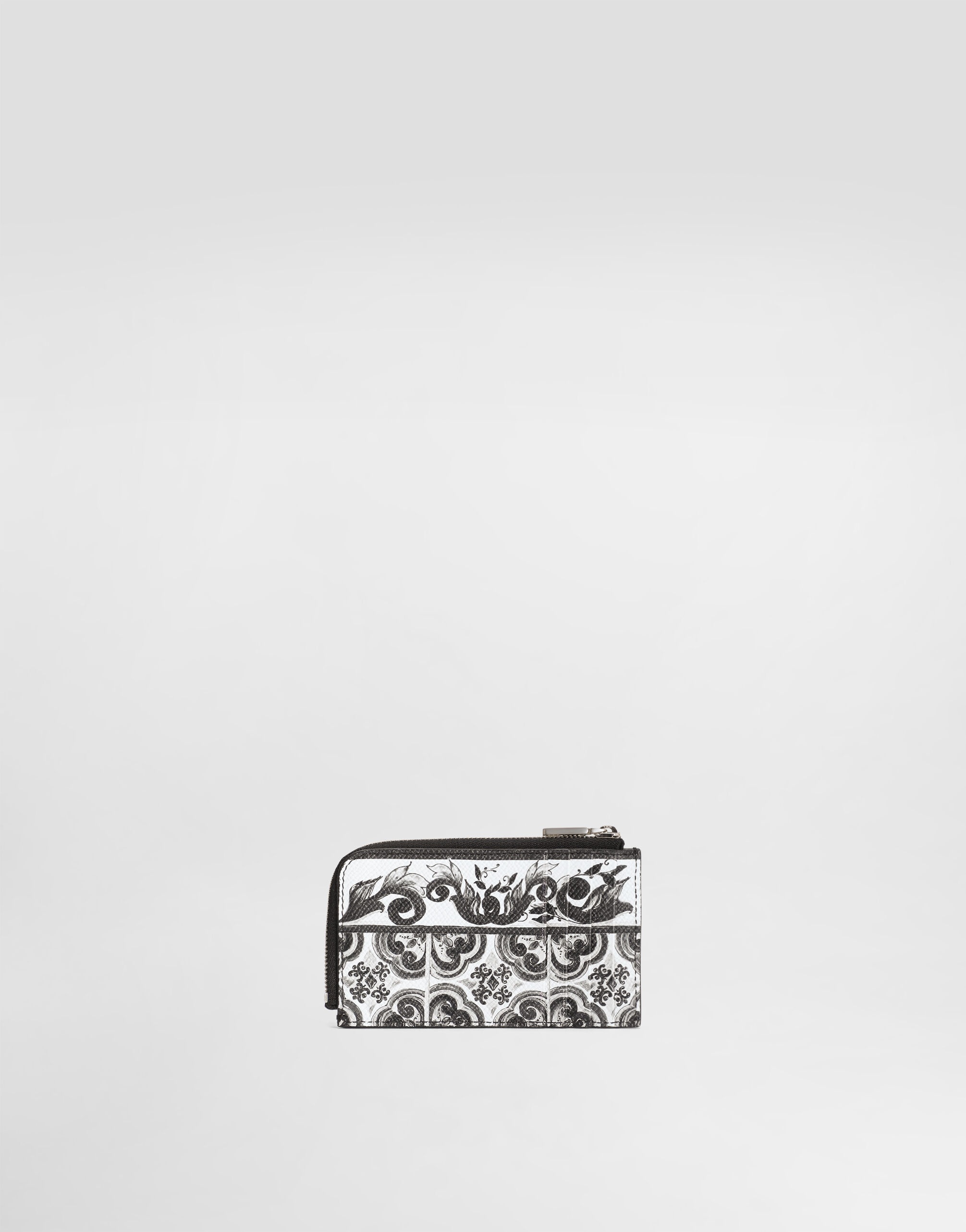 Majolica-print calfskin card holder - 3