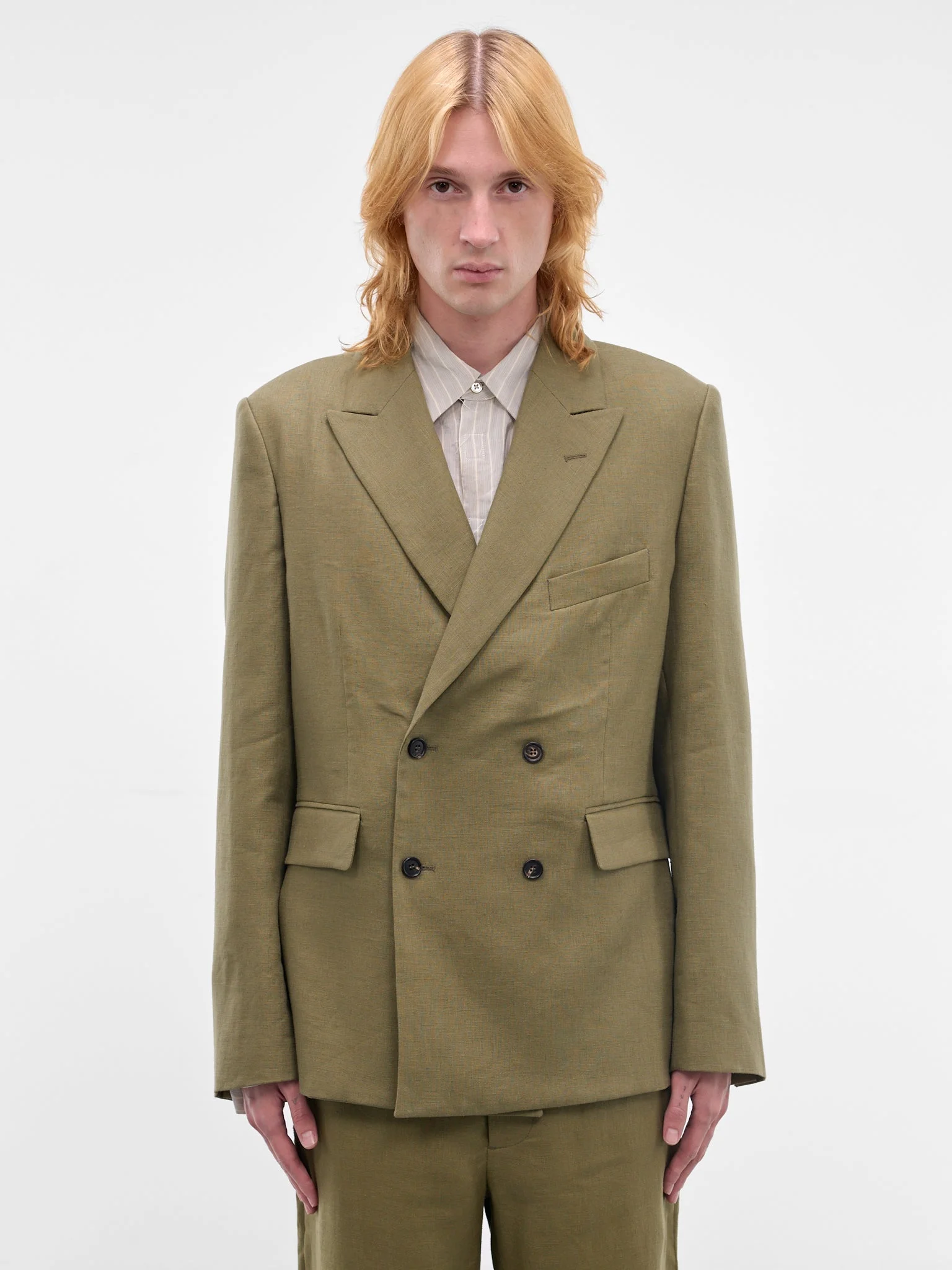 Lightweight Linen Double-Breasted Blazer - 1