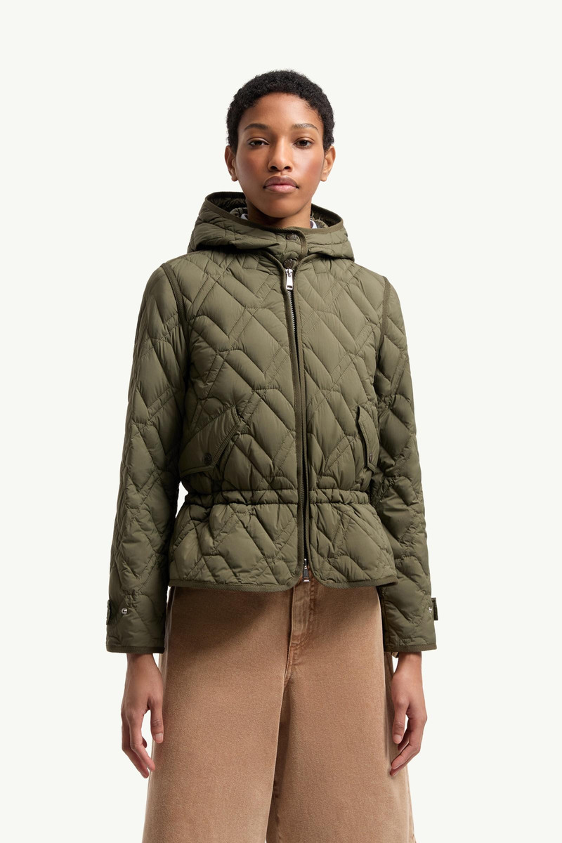 Lilas Geometric Quilted Hooded Short Down Jacket 4