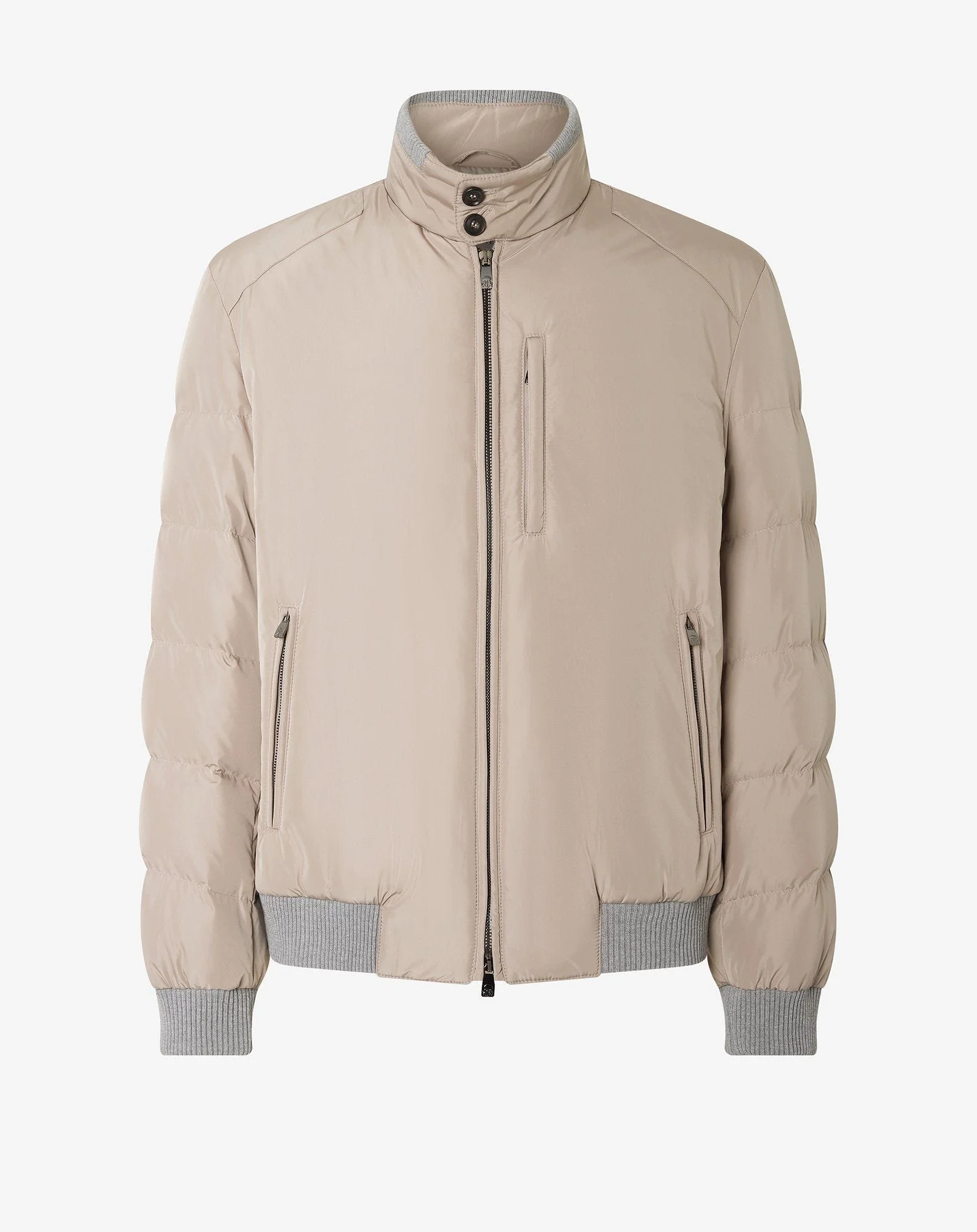 Beige technical poplin bomber jacket - 1