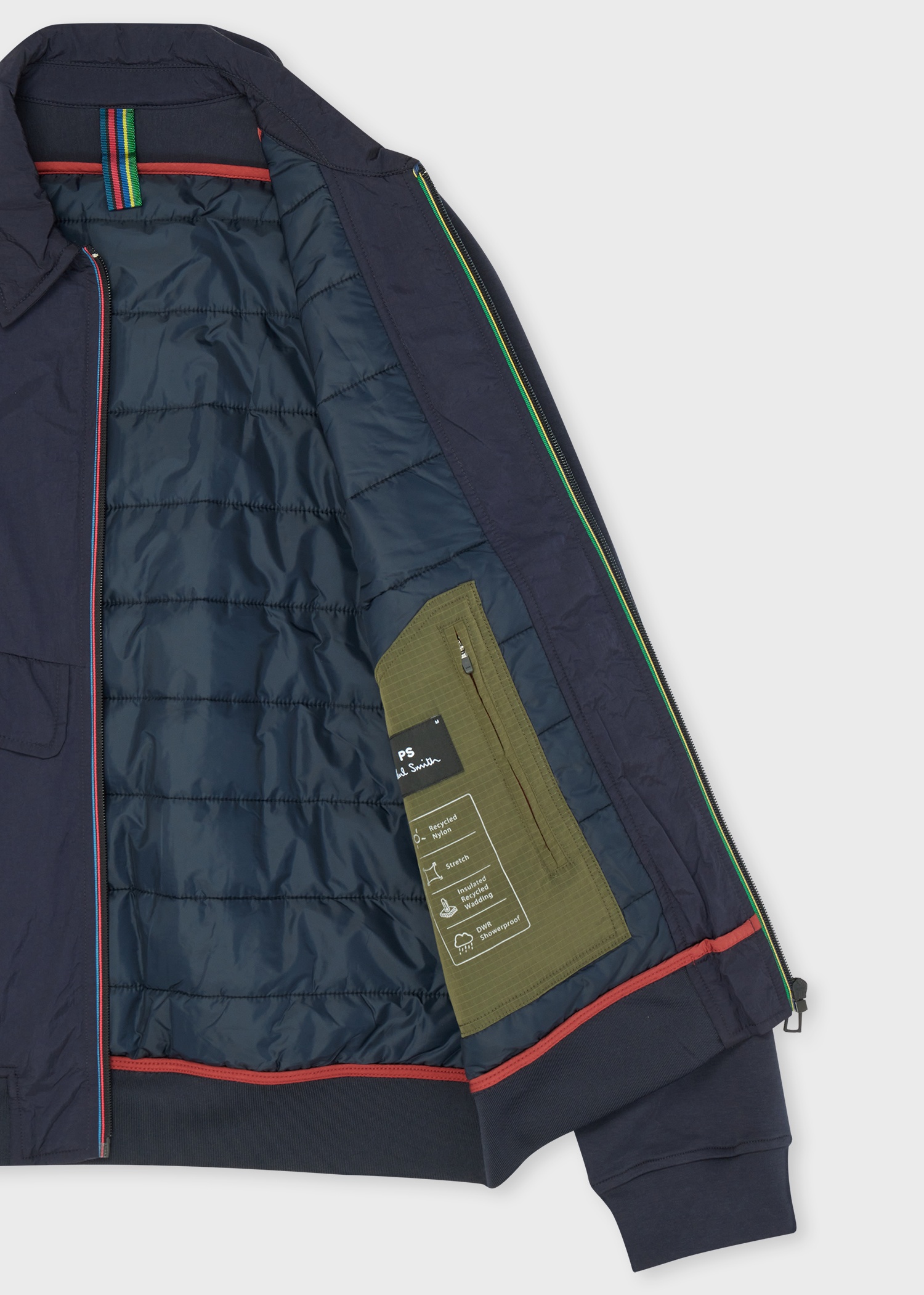 Navy Recycled-Nylon Mixed Media Short Jacket - 4