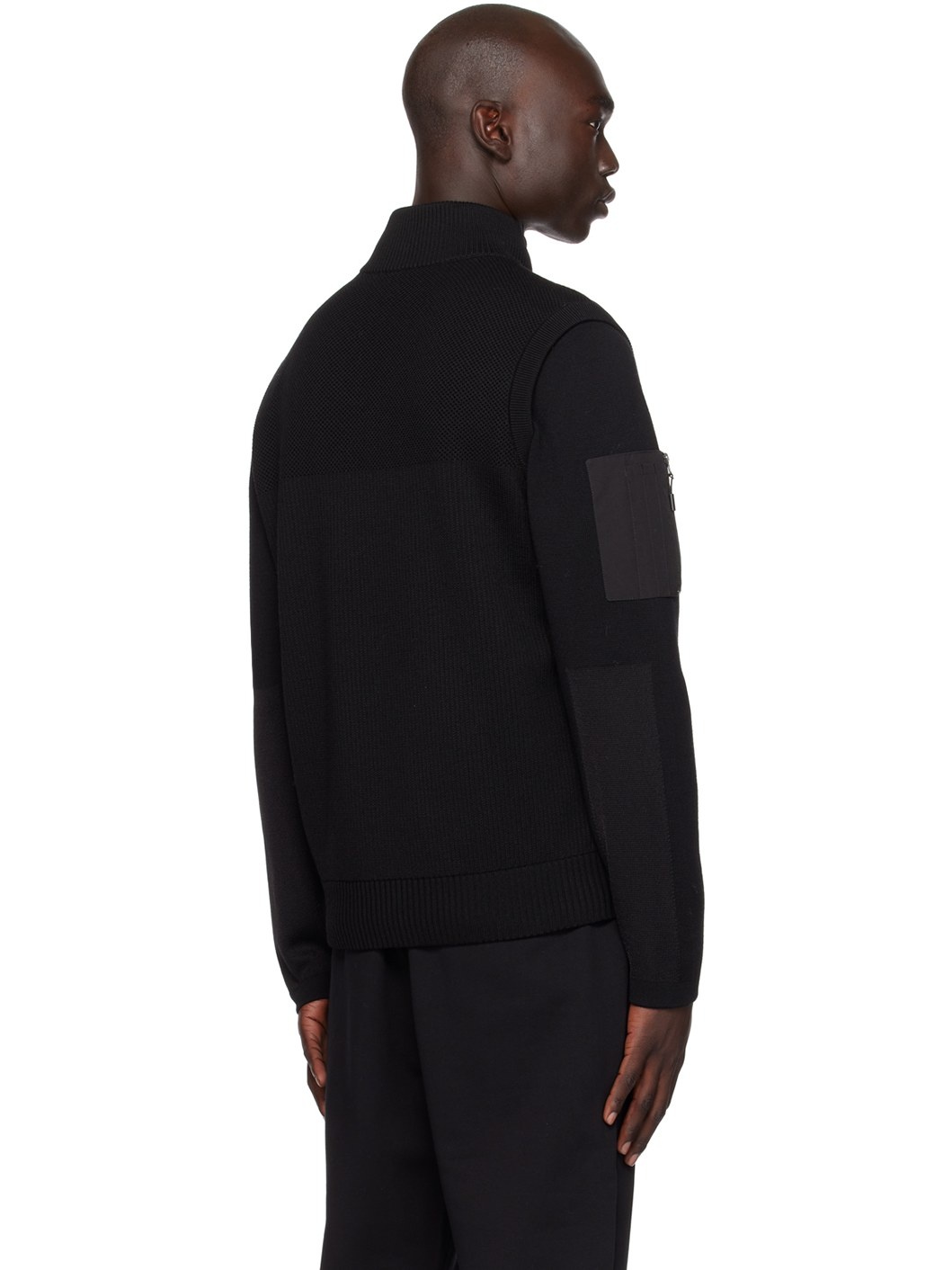 Black Paneled Down Vest - 3