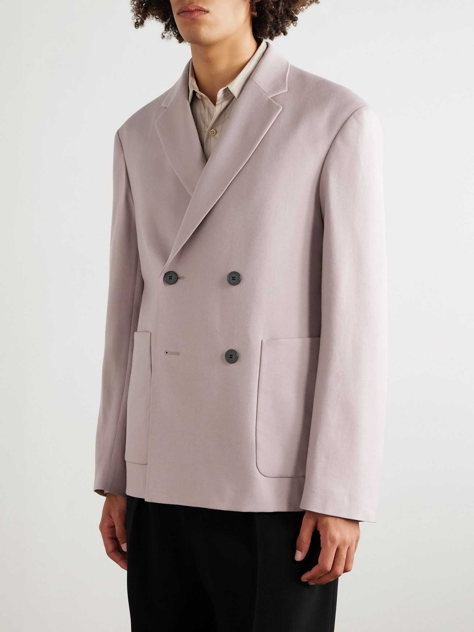 Double-Breasted Wool-Twill Blazer Pink - 3