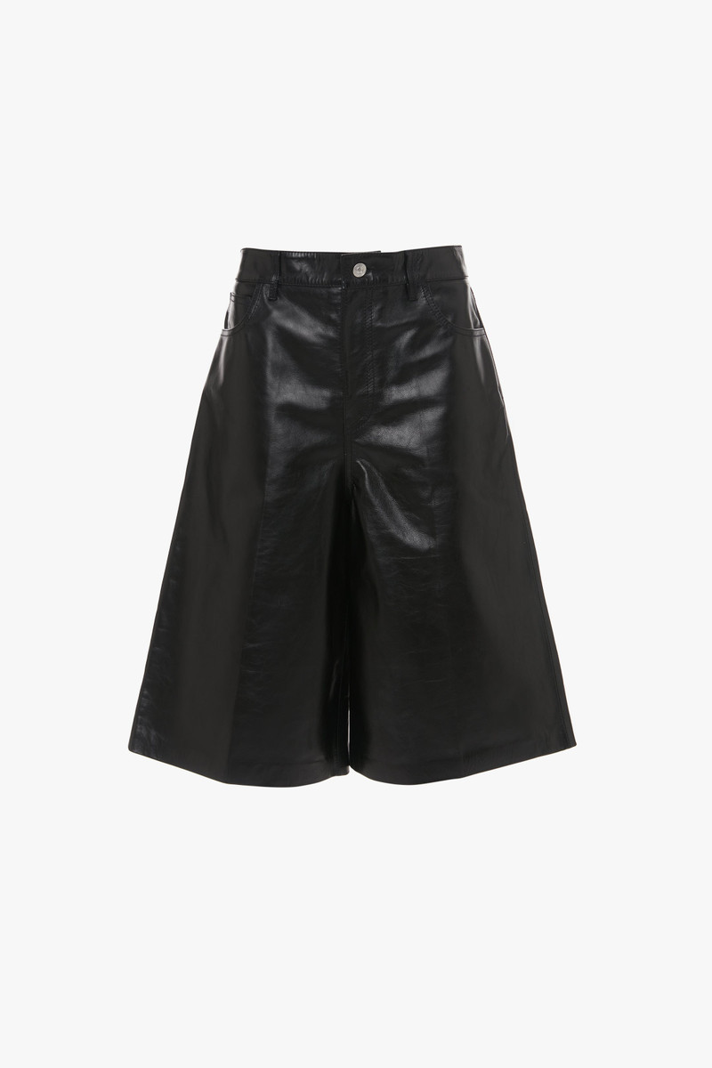 Leather Bermuda Short In Black 1