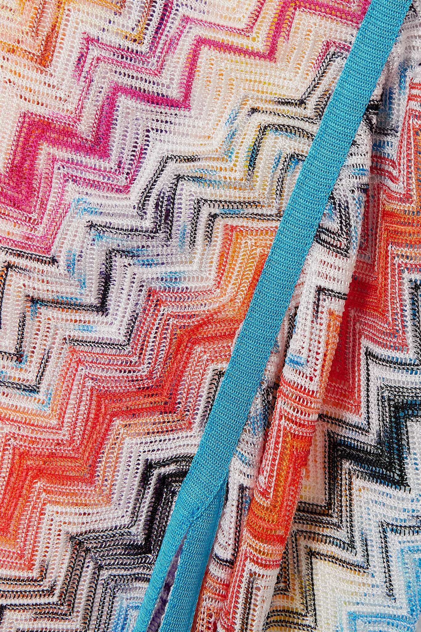 Missoni One-shoulder cutout striped crochet-knit maxi dress 