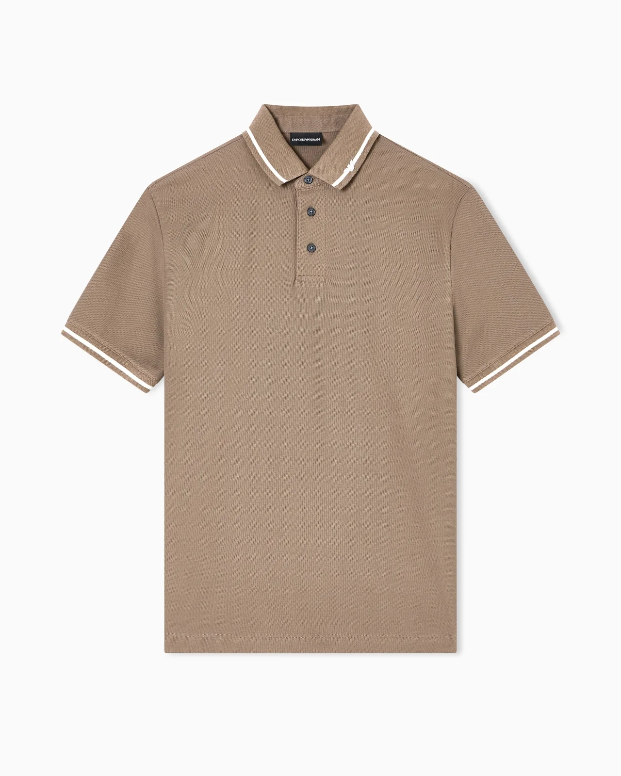 PIQUÉ POLO SHIRT WITH MICRO EAGLE EMBROIDERY AND TRIM - 1