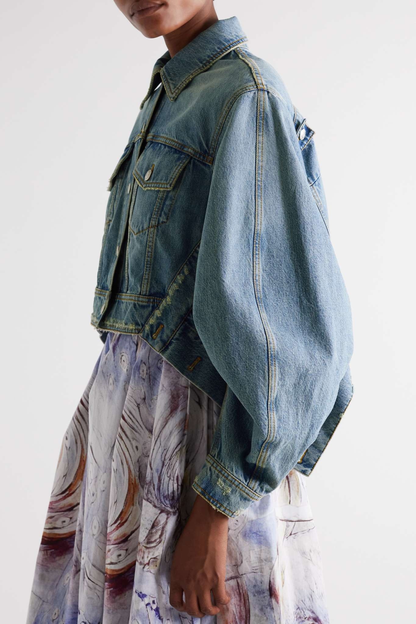 Draped denim jacket - 3